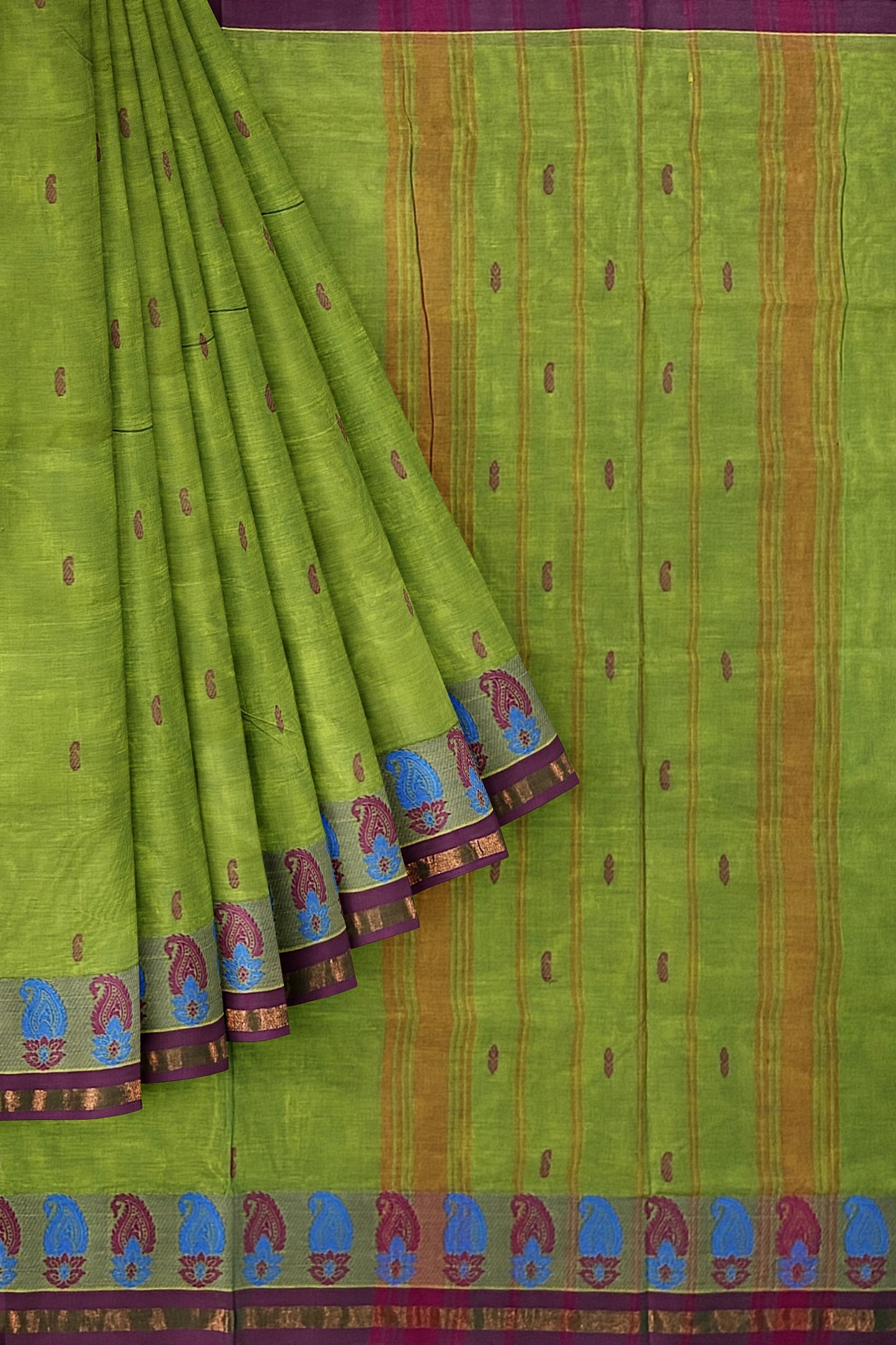 SENSAN Women’s Handloom Chettinad Cotton Saree with Blouse Piece [SKU:4015.2]