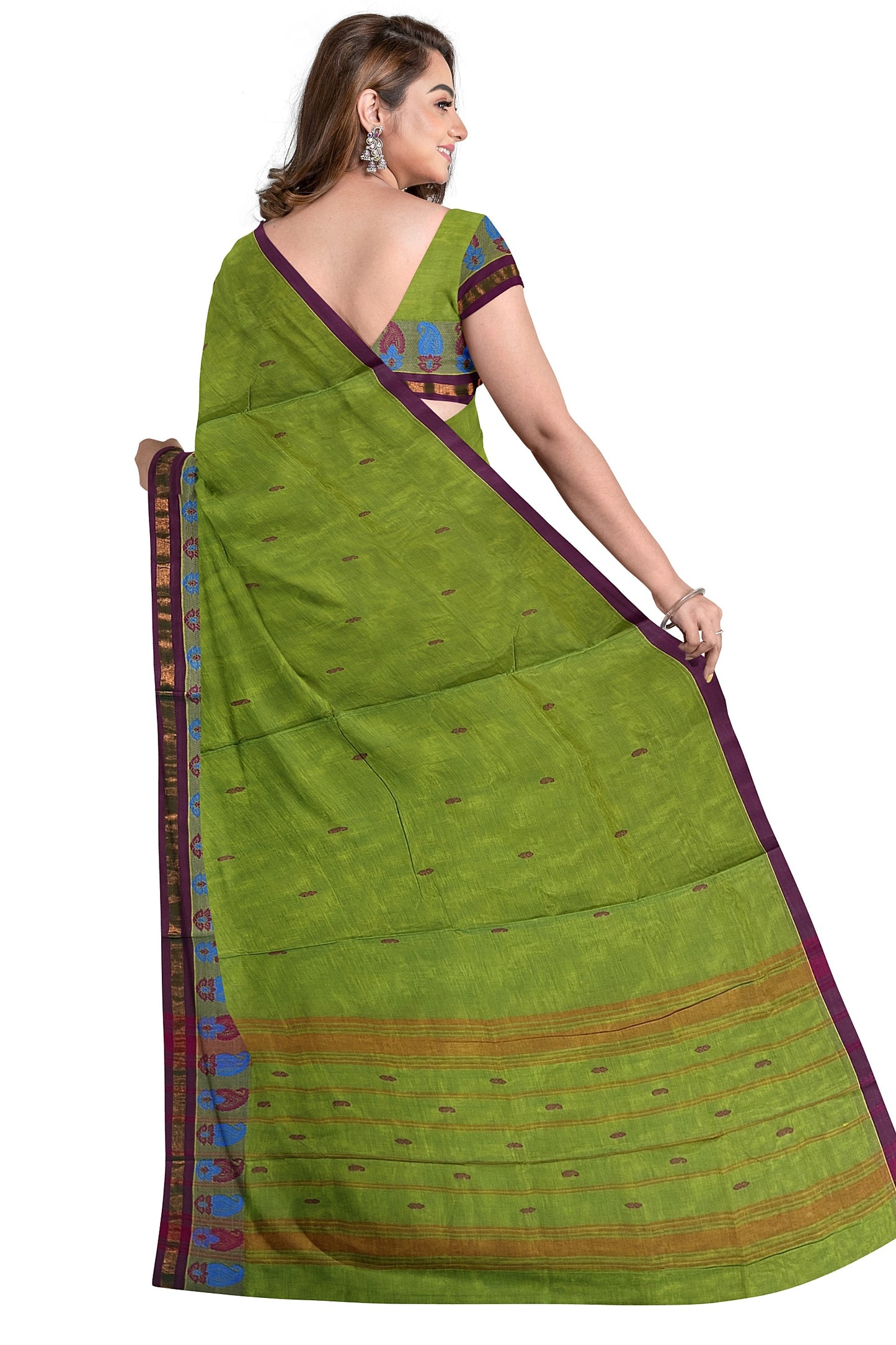 SENSAN Women’s Handloom Chettinad Cotton Saree with Blouse Piece [SKU:4015.2]