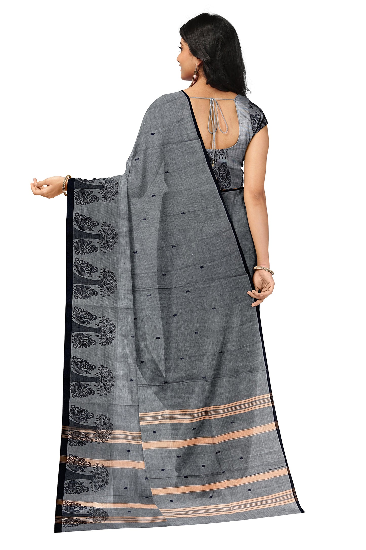 SENSAN Women’s Handloom Chettinad Cotton Saree with Blouse Piece [SKU:4015]