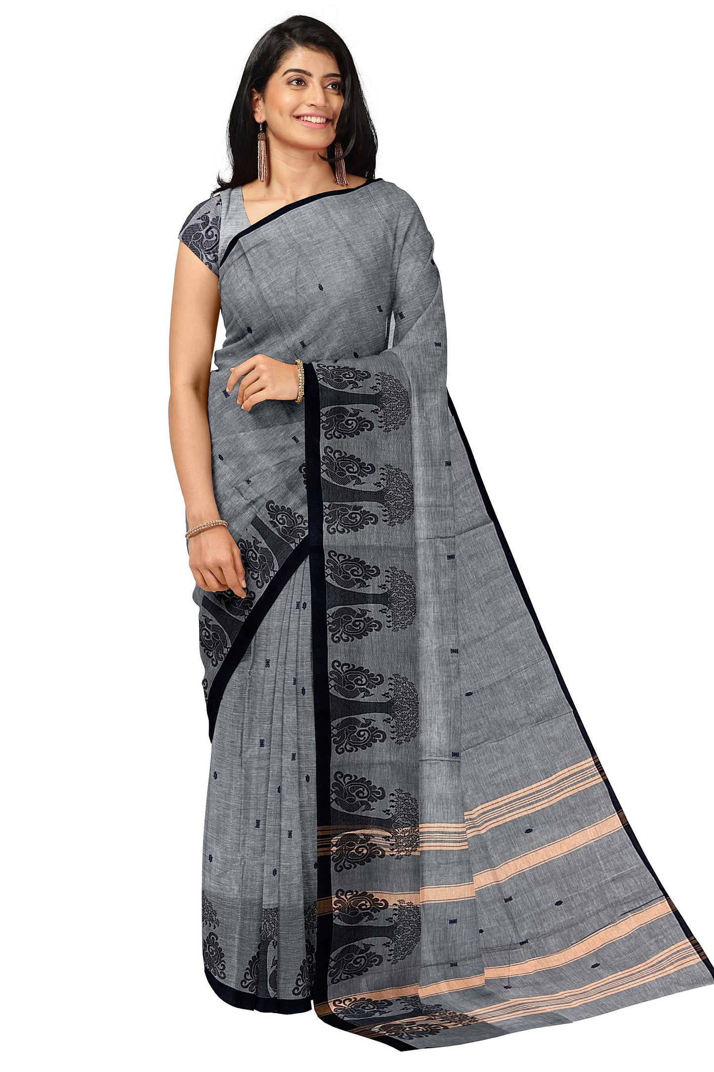 SENSAN Women’s Handloom Chettinad Cotton Saree with Blouse Piece [SKU:4015]