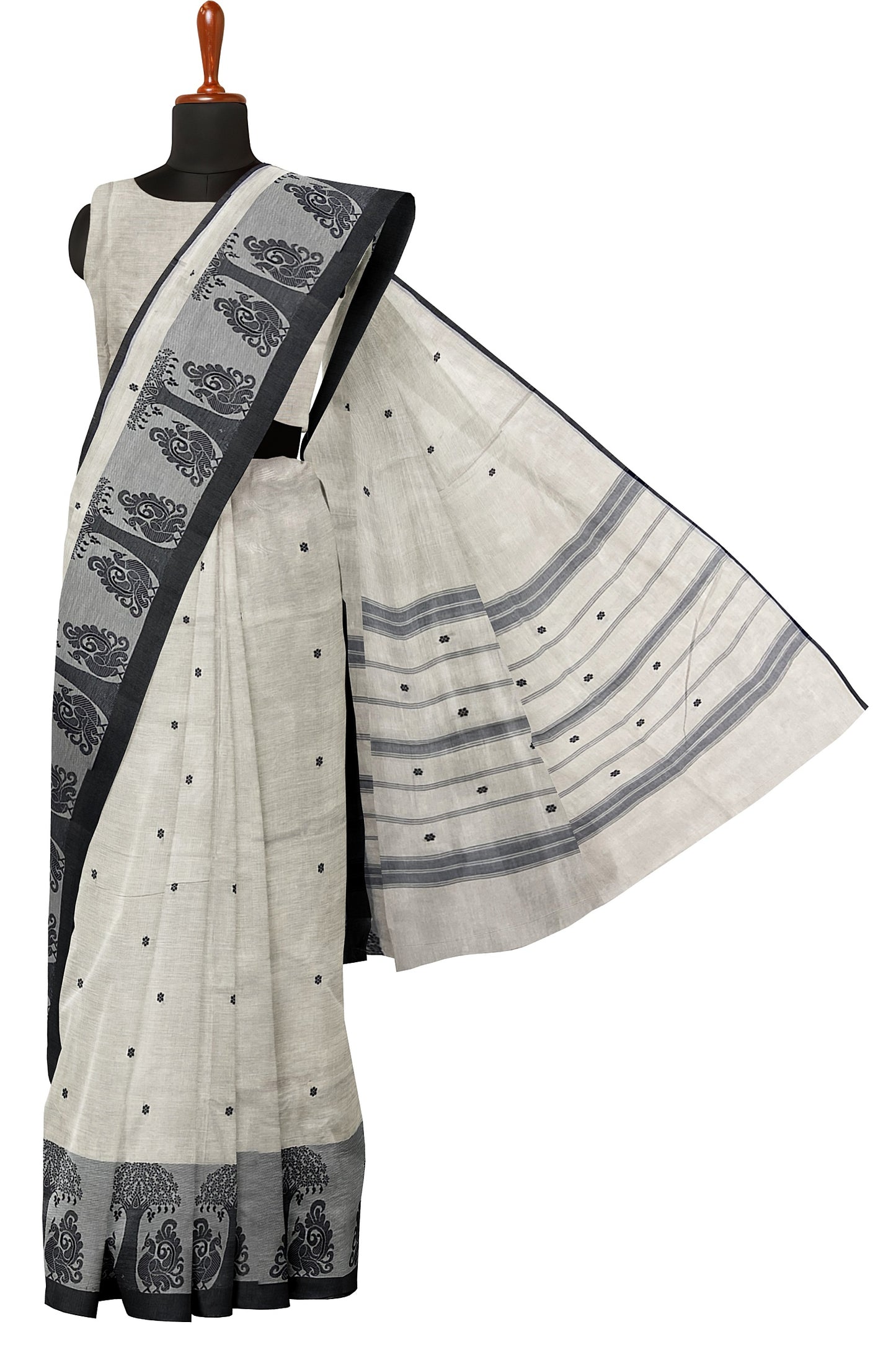 SENSAN Women’s Handloom Chettinad Cotton Saree with Blouse Piece [SKU:4015]