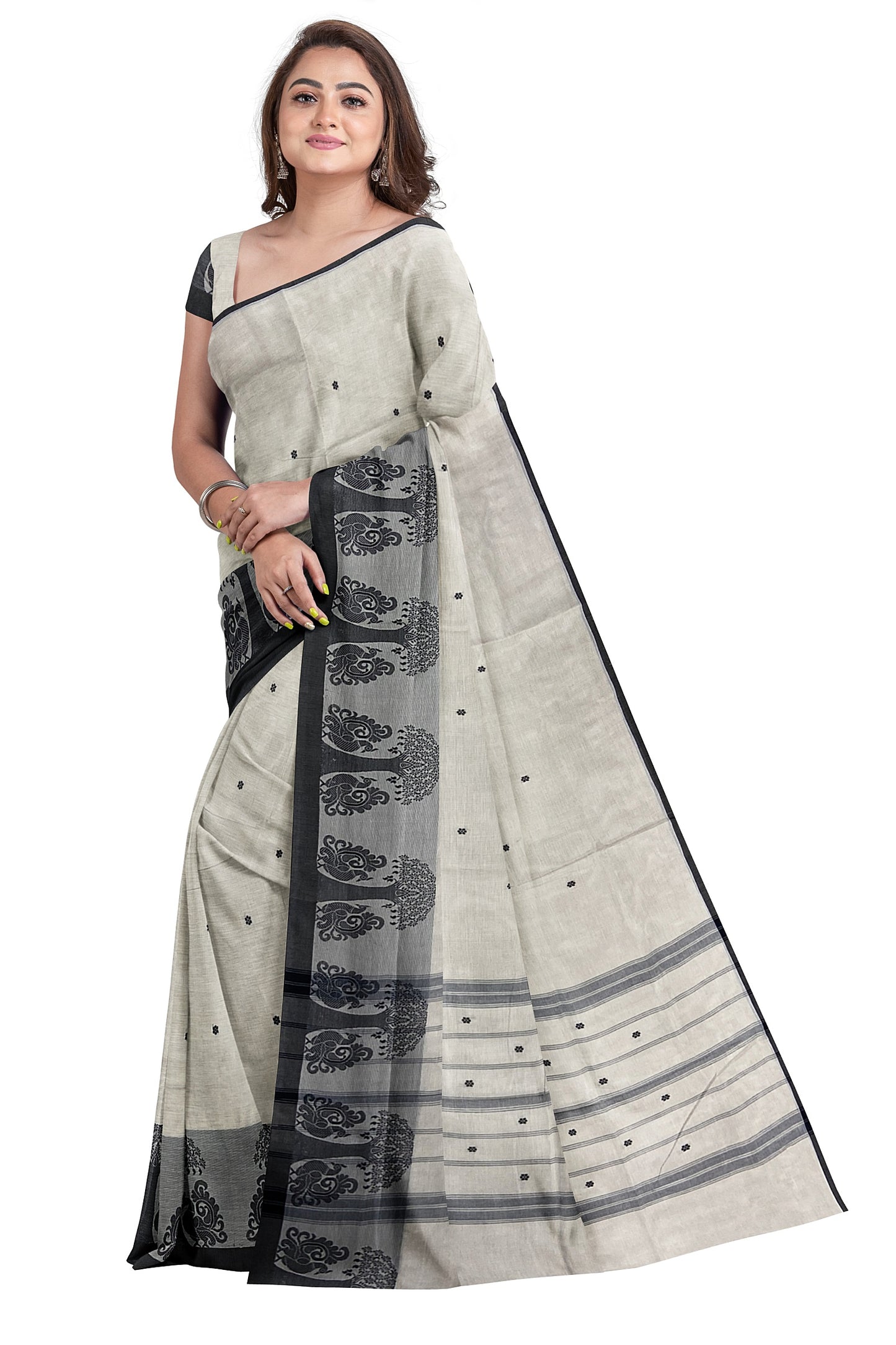 SENSAN Women’s Handloom Chettinad Cotton Saree with Blouse Piece [SKU:4015]