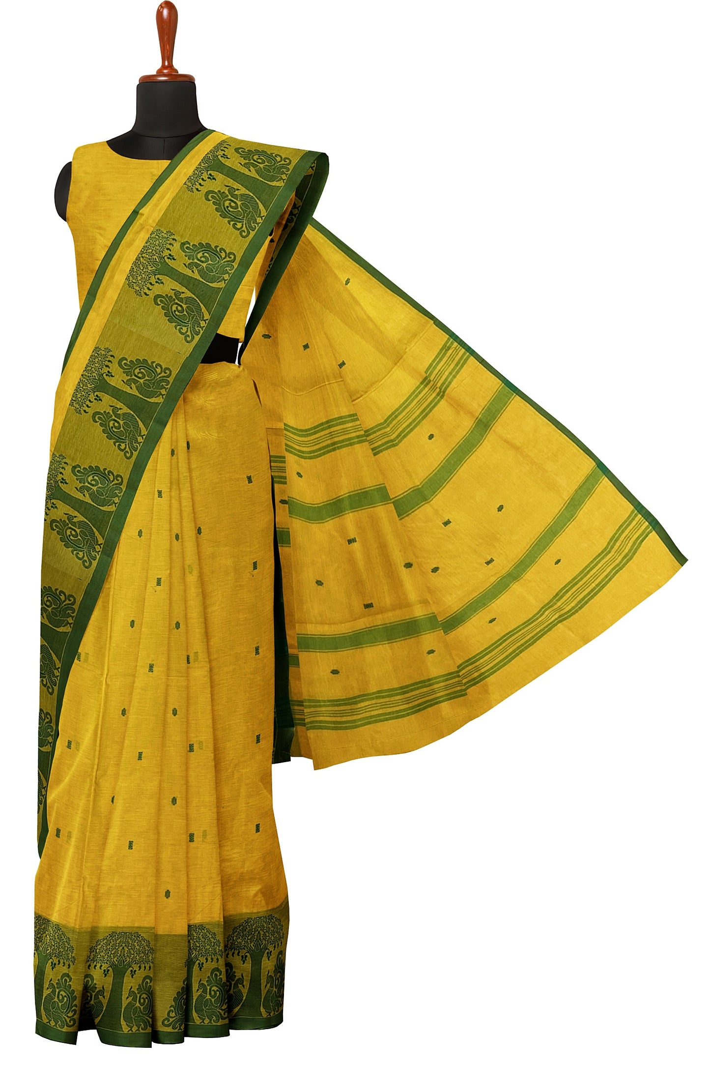 SENSAN Women’s Handloom Chettinad Cotton Saree with Blouse Piece [SKU:4015]