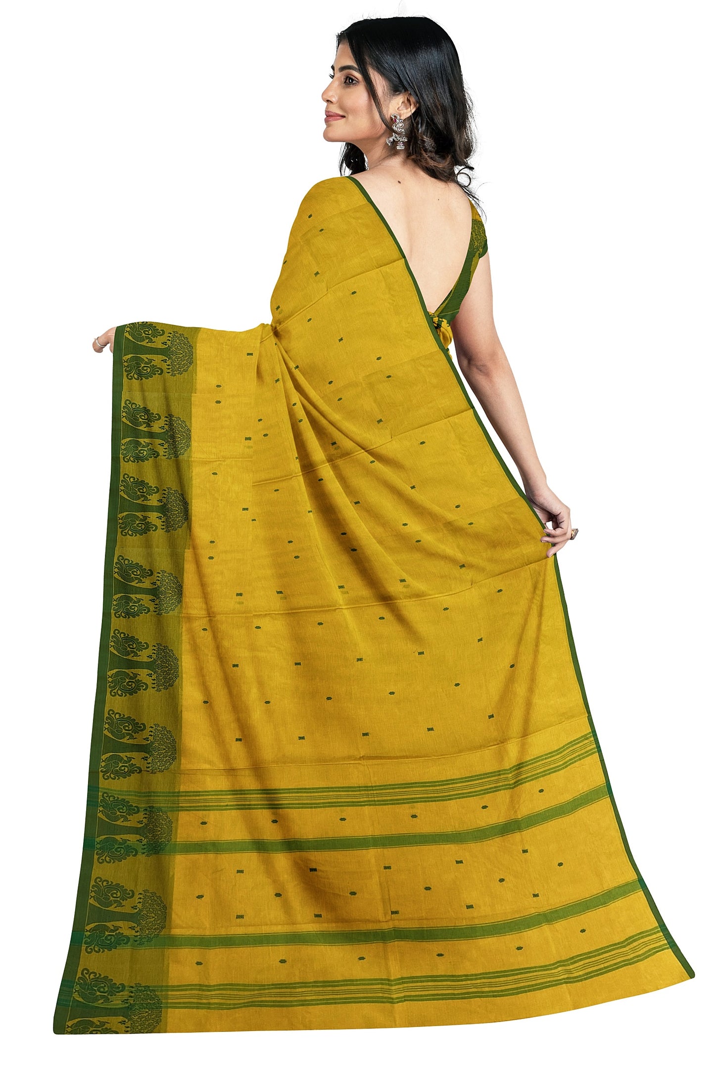SENSAN Women’s Handloom Chettinad Cotton Saree with Blouse Piece [SKU:4015]
