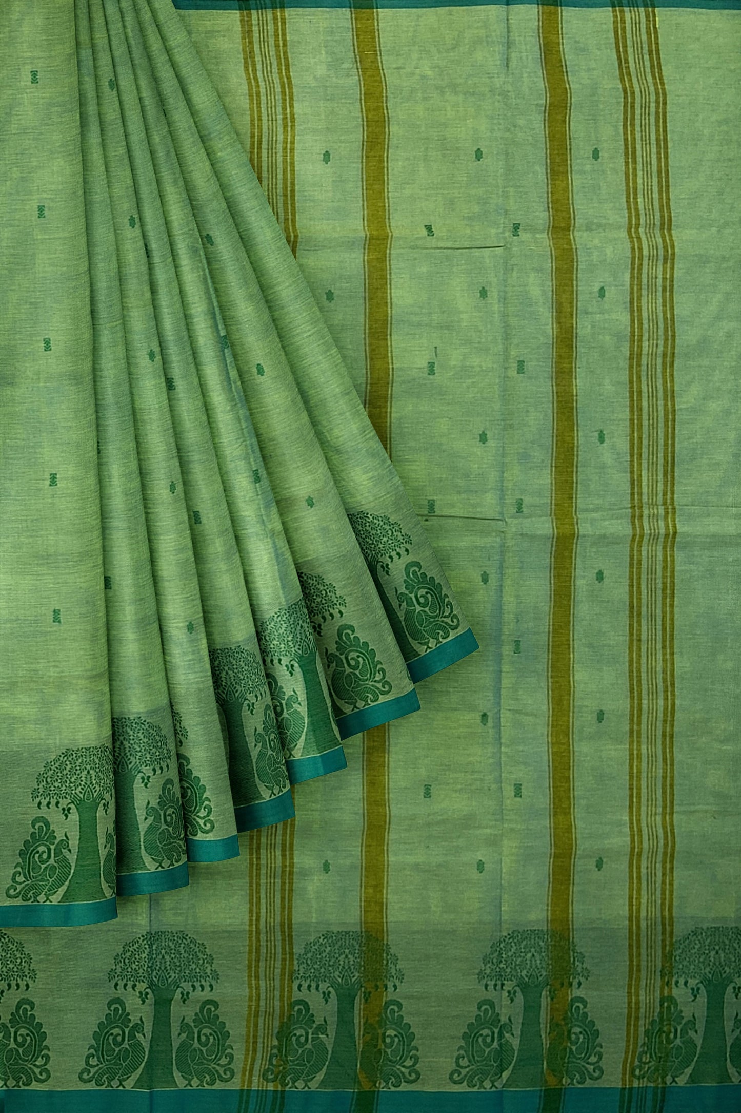 SENSAN Women’s Handloom Chettinad Cotton Saree with Blouse Piece [SKU:4015]