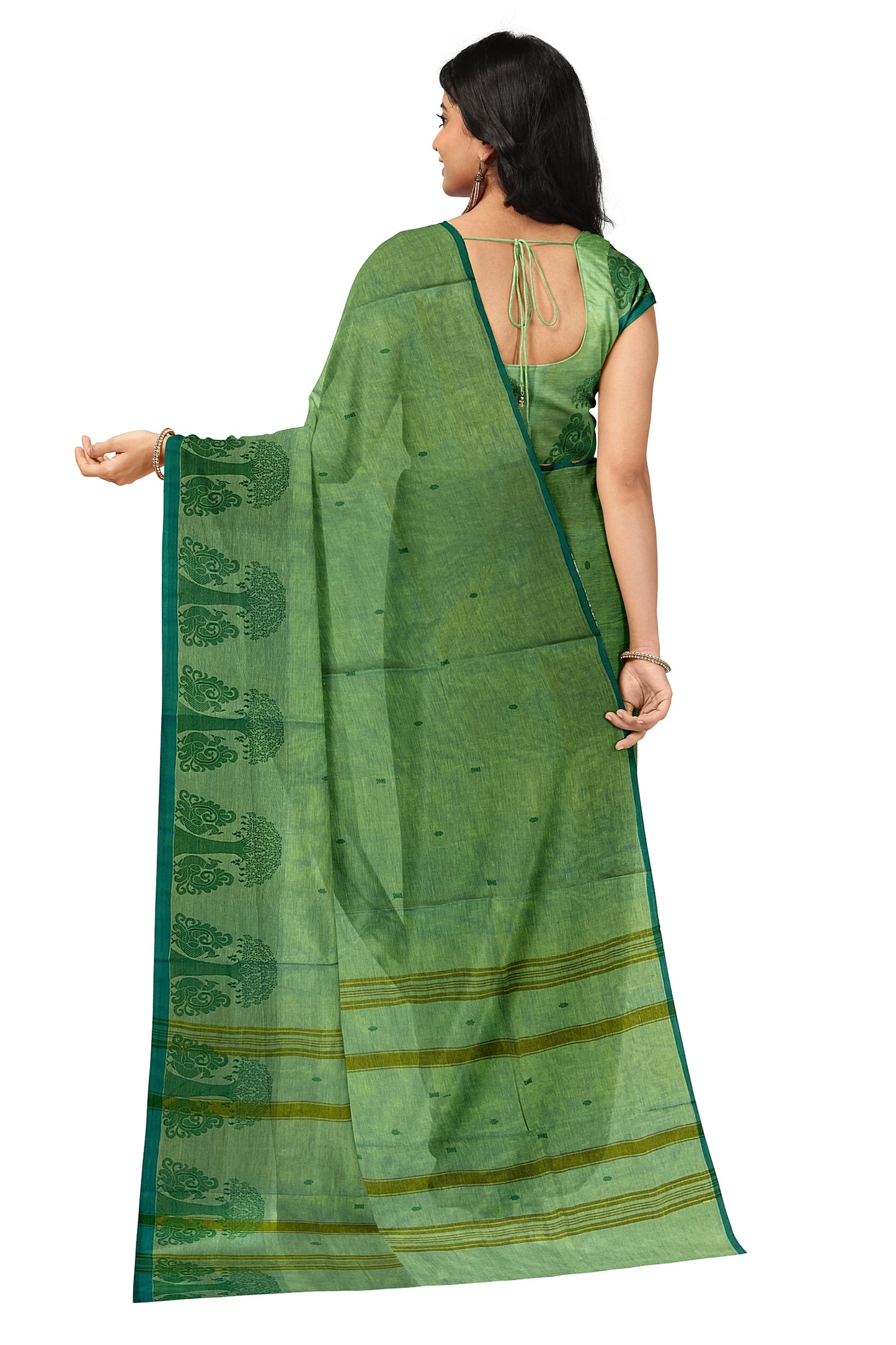 SENSAN Women’s Handloom Chettinad Cotton Saree with Blouse Piece [SKU:4015]