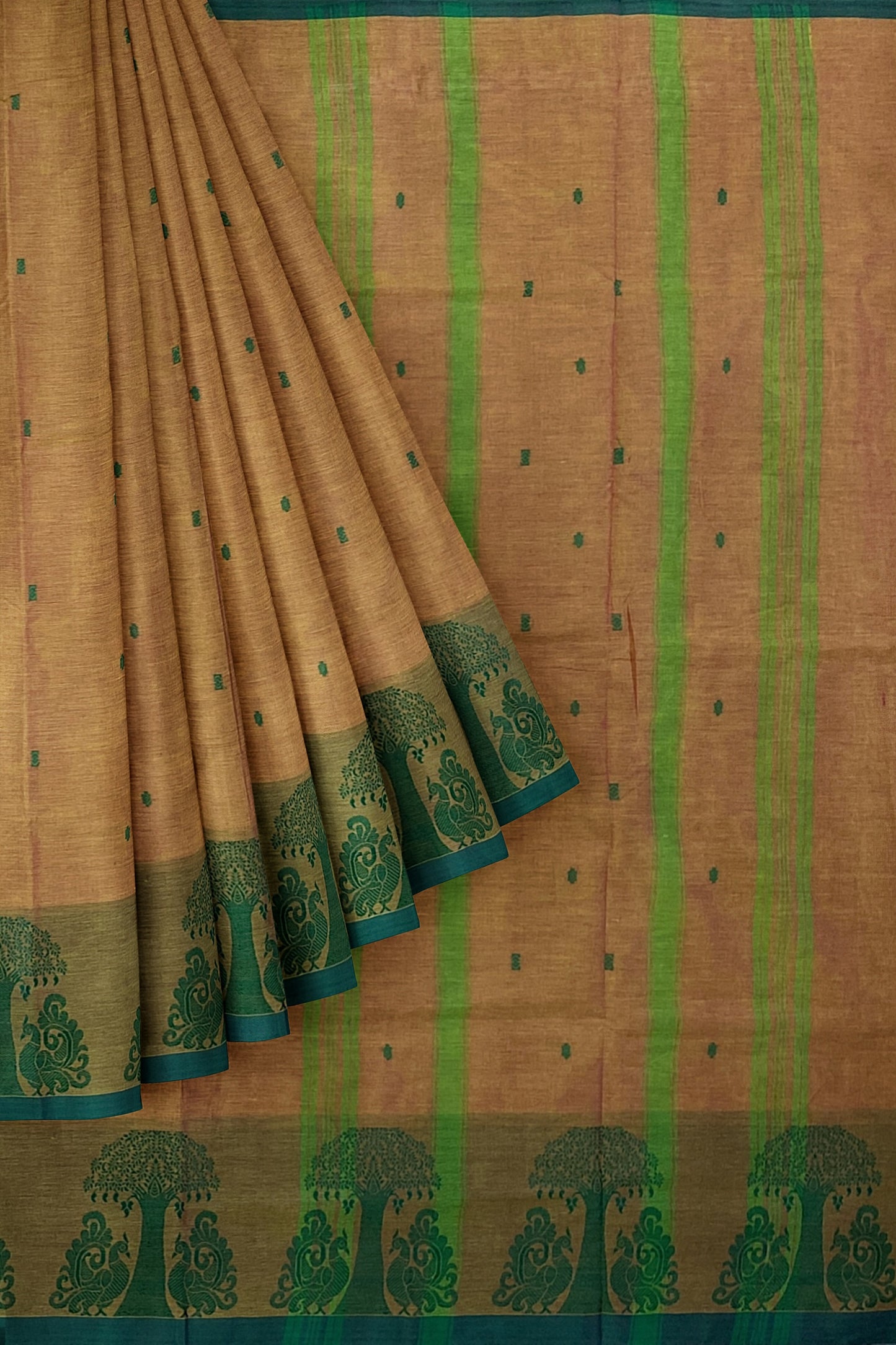 SENSAN Women’s Handloom Chettinad Cotton Saree with Blouse Piece [SKU:4015]