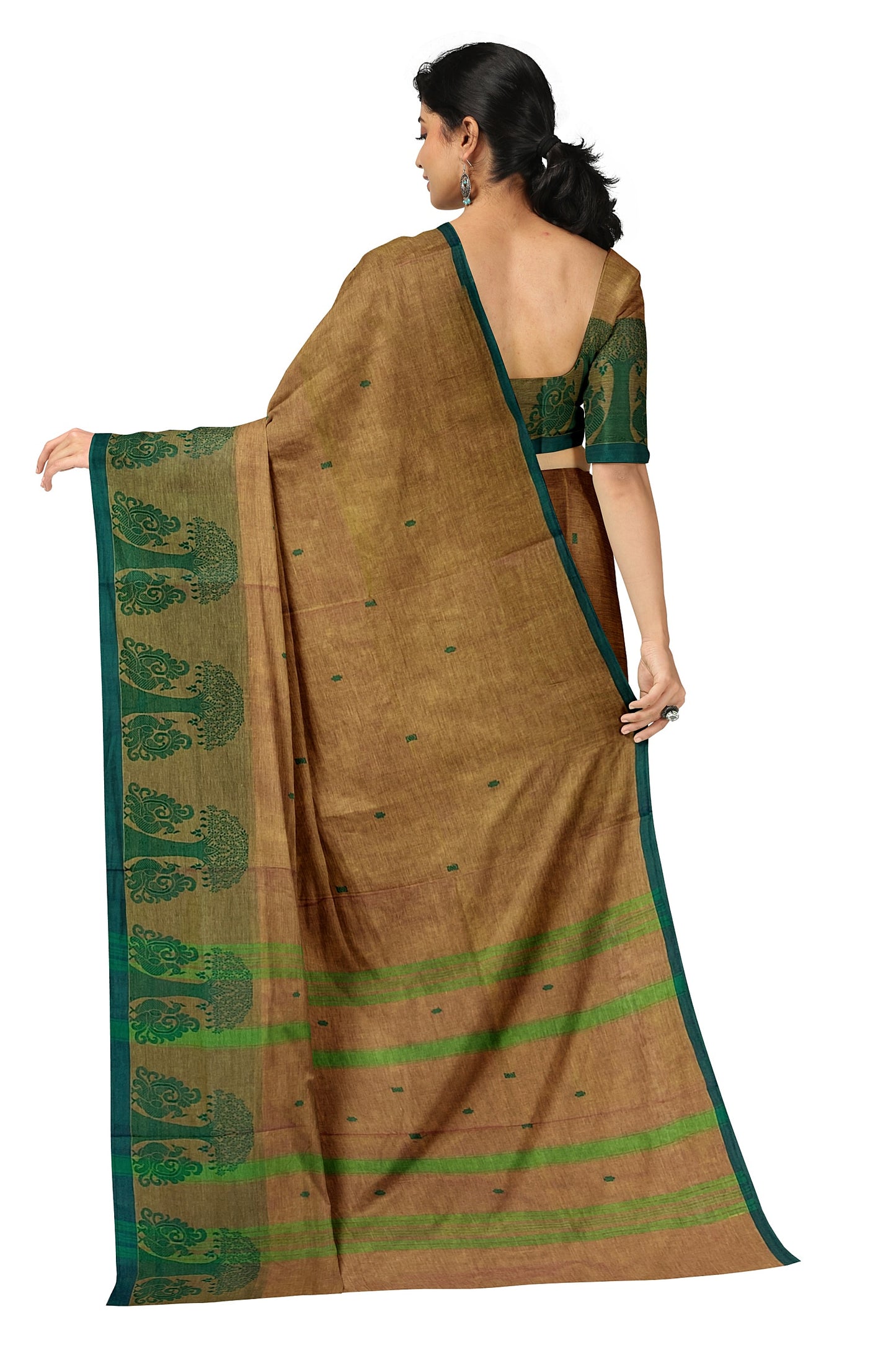 SENSAN Women’s Handloom Chettinad Cotton Saree with Blouse Piece [SKU:4015]