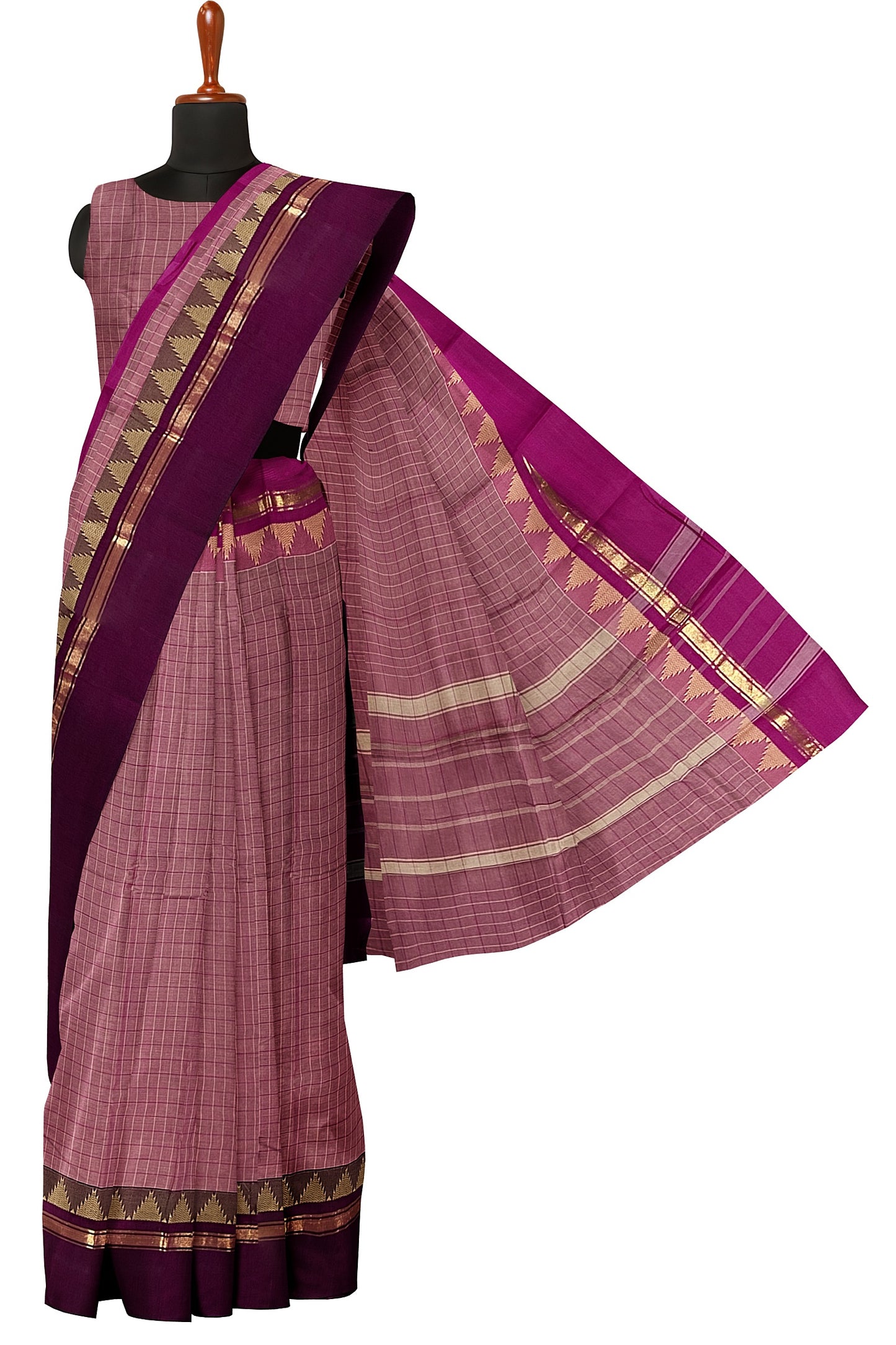 SENSAN Women’s Handloom Chettinad Cotton Saree without Blouse Piece [SKU:4101.1]