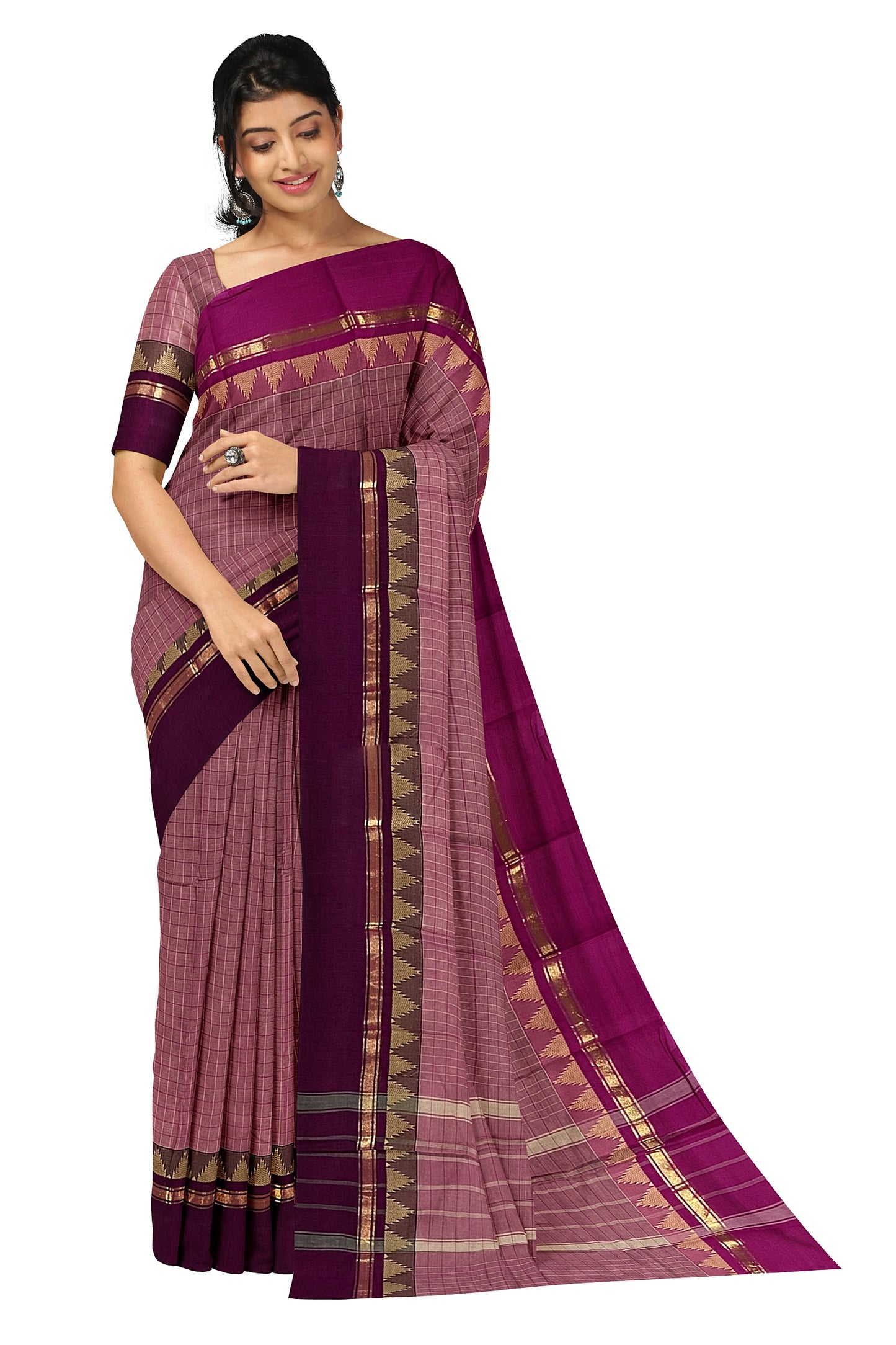 SENSAN Women’s Handloom Chettinad Cotton Saree without Blouse Piece [SKU:4101.1]