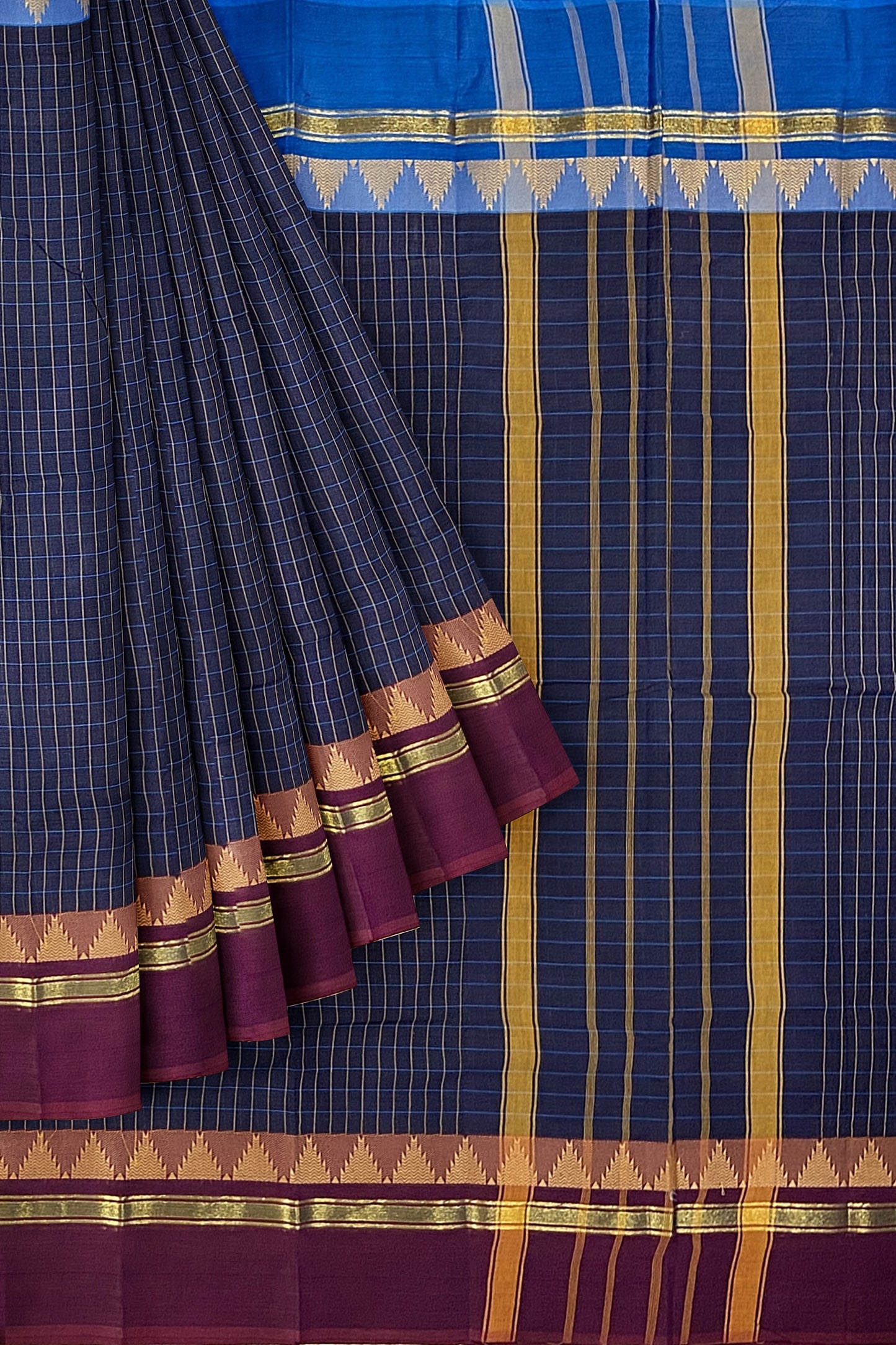 SENSAN Women’s Handloom Chettinad Cotton Saree without Blouse Piece [SKU:4101.1]