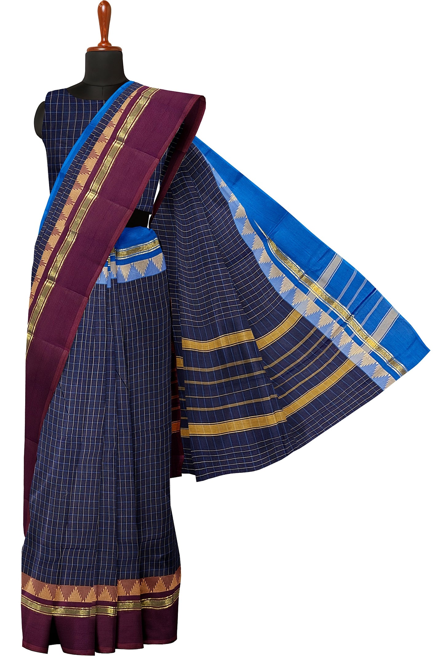 SENSAN Women’s Handloom Chettinad Cotton Saree without Blouse Piece [SKU:4101.1]