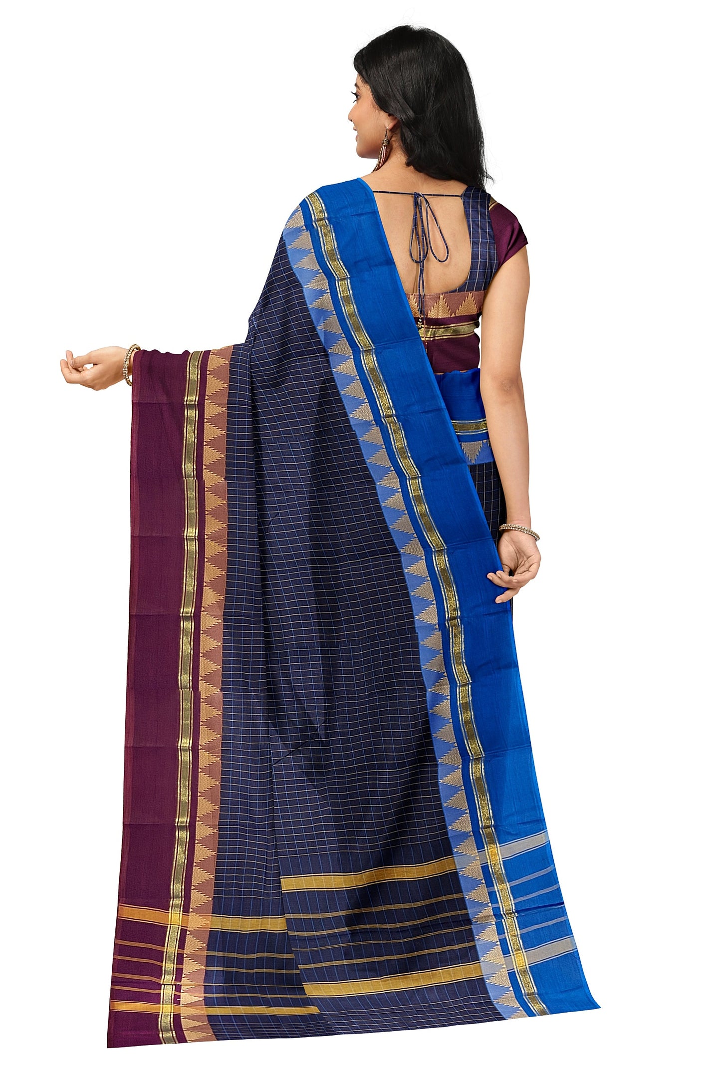 SENSAN Women’s Handloom Chettinad Cotton Saree without Blouse Piece [SKU:4101.1]