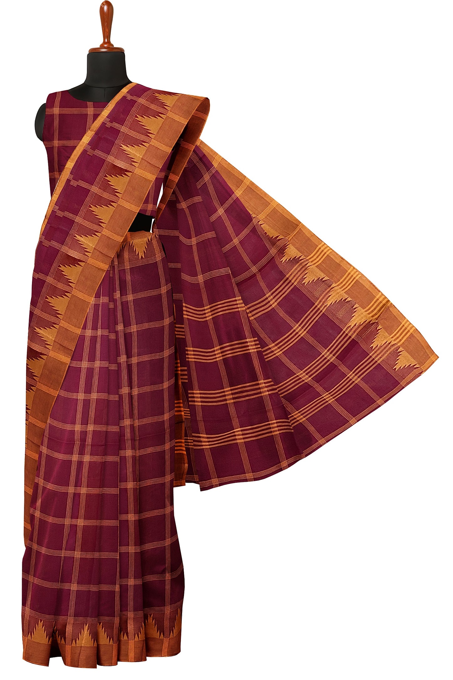 SENSAN Women’s Handloom Chettinad Cotton Saree without Blouse Piece [SKU:4111]