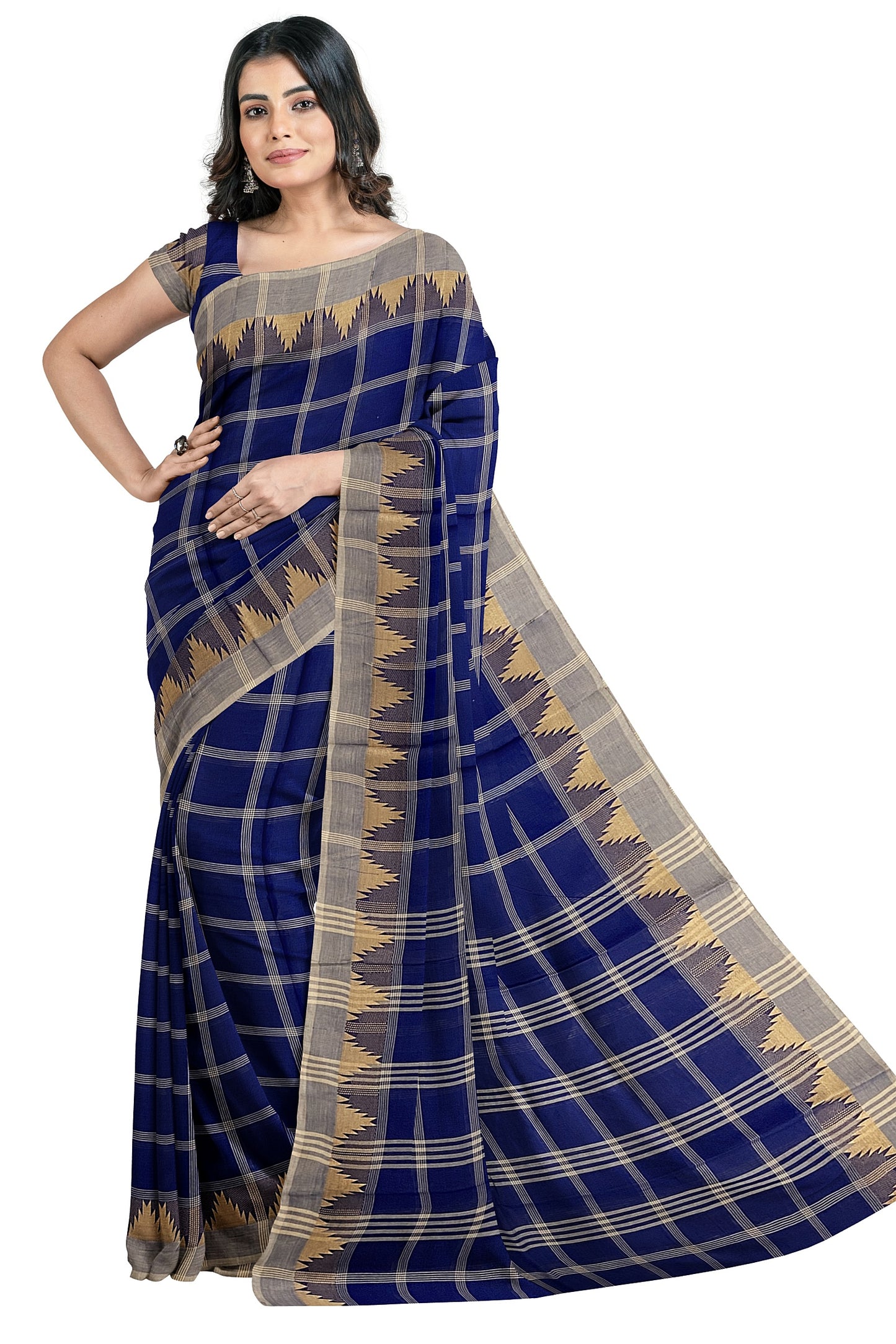SENSAN Women’s Handloom Chettinad Cotton Saree without Blouse Piece [SKU:4111]