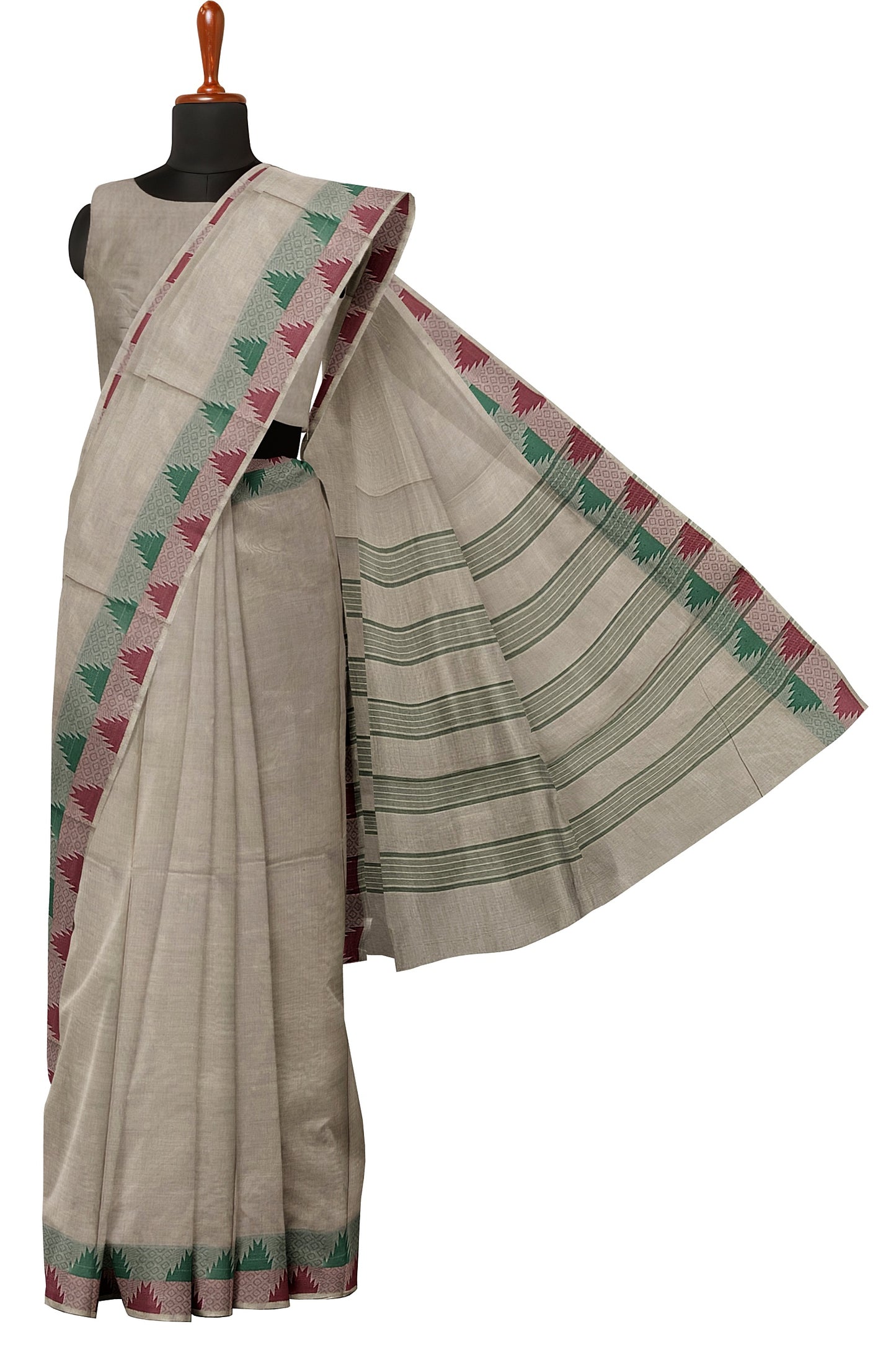 SENSAN Women’s Handloom Chettinad Cotton Saree without Blouse Piece [SKU:4112]