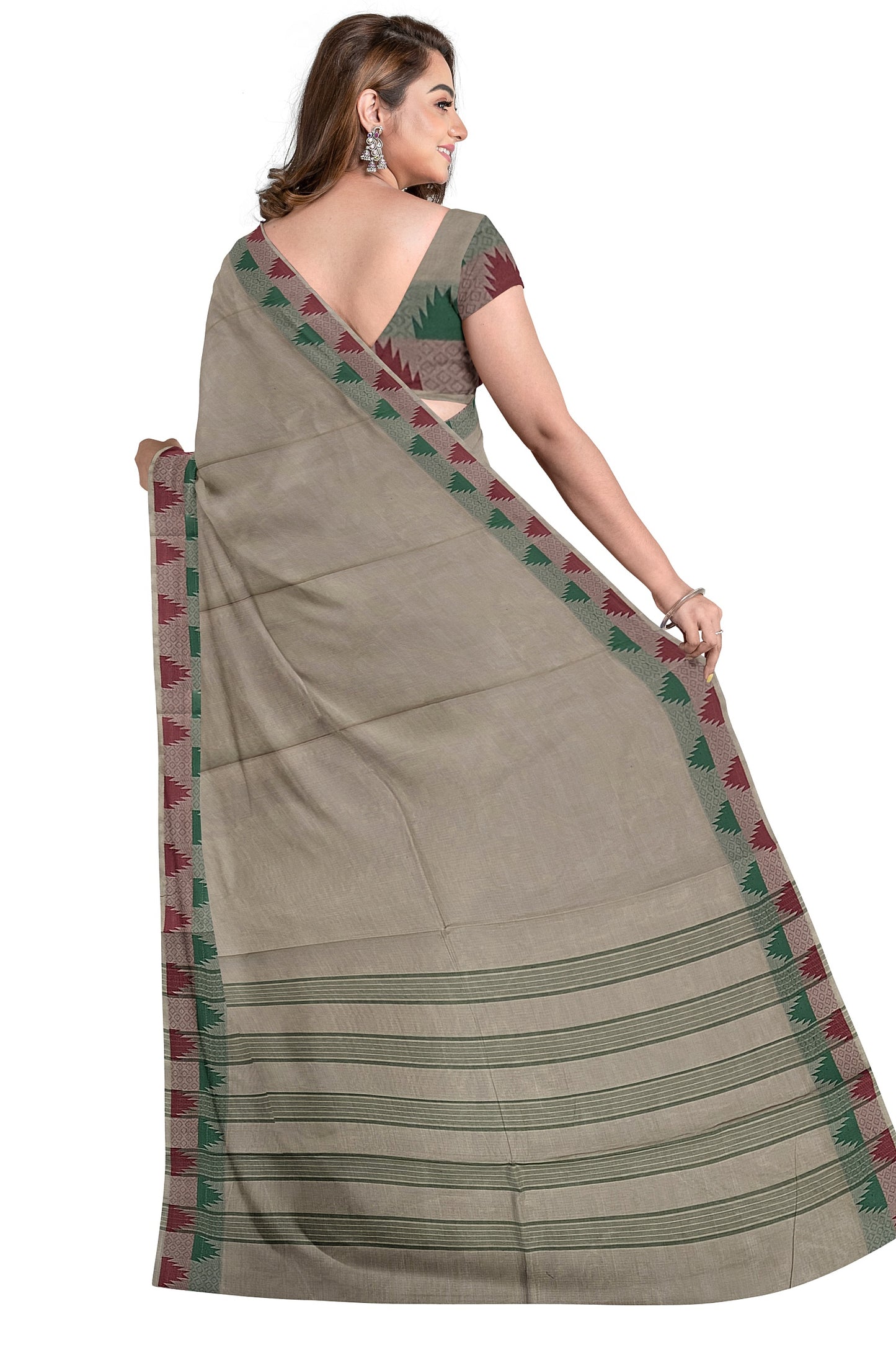 SENSAN Women’s Handloom Chettinad Cotton Saree without Blouse Piece [SKU:4112]