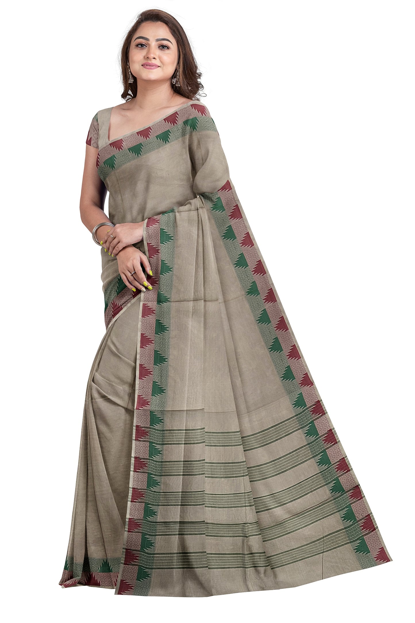 SENSAN Women’s Handloom Chettinad Cotton Saree without Blouse Piece [SKU:4112]