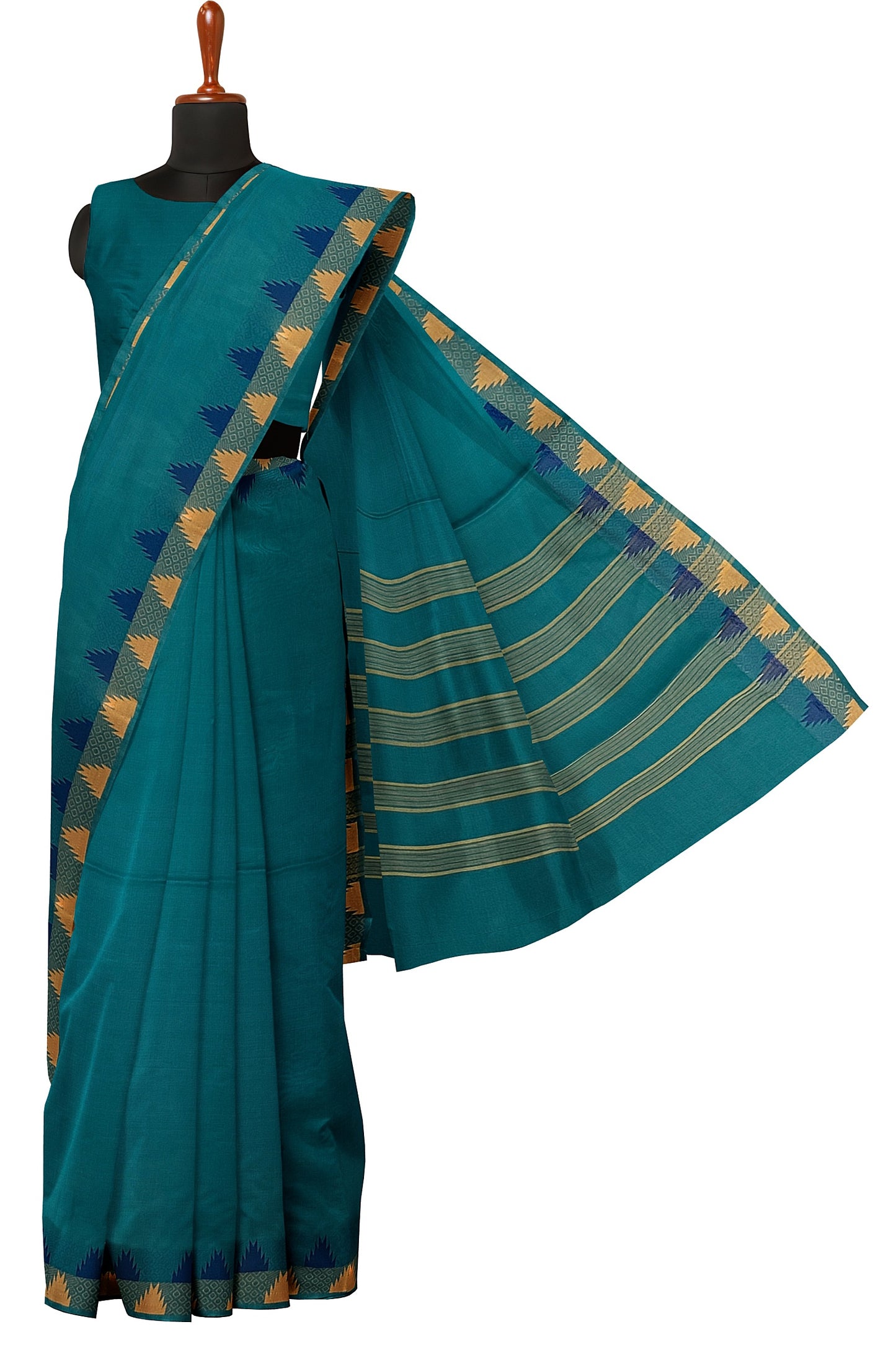 SENSAN Women’s Handloom Chettinad Cotton Saree without Blouse Piece [SKU:4112]