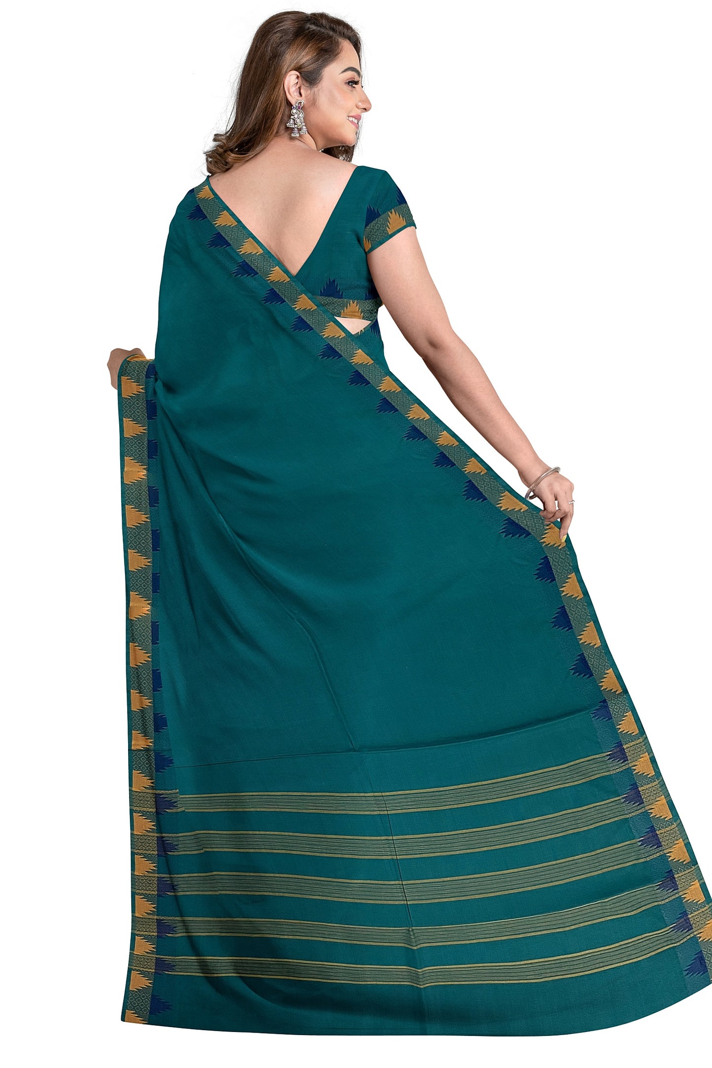 SENSAN Women’s Handloom Chettinad Cotton Saree without Blouse Piece [SKU:4112]