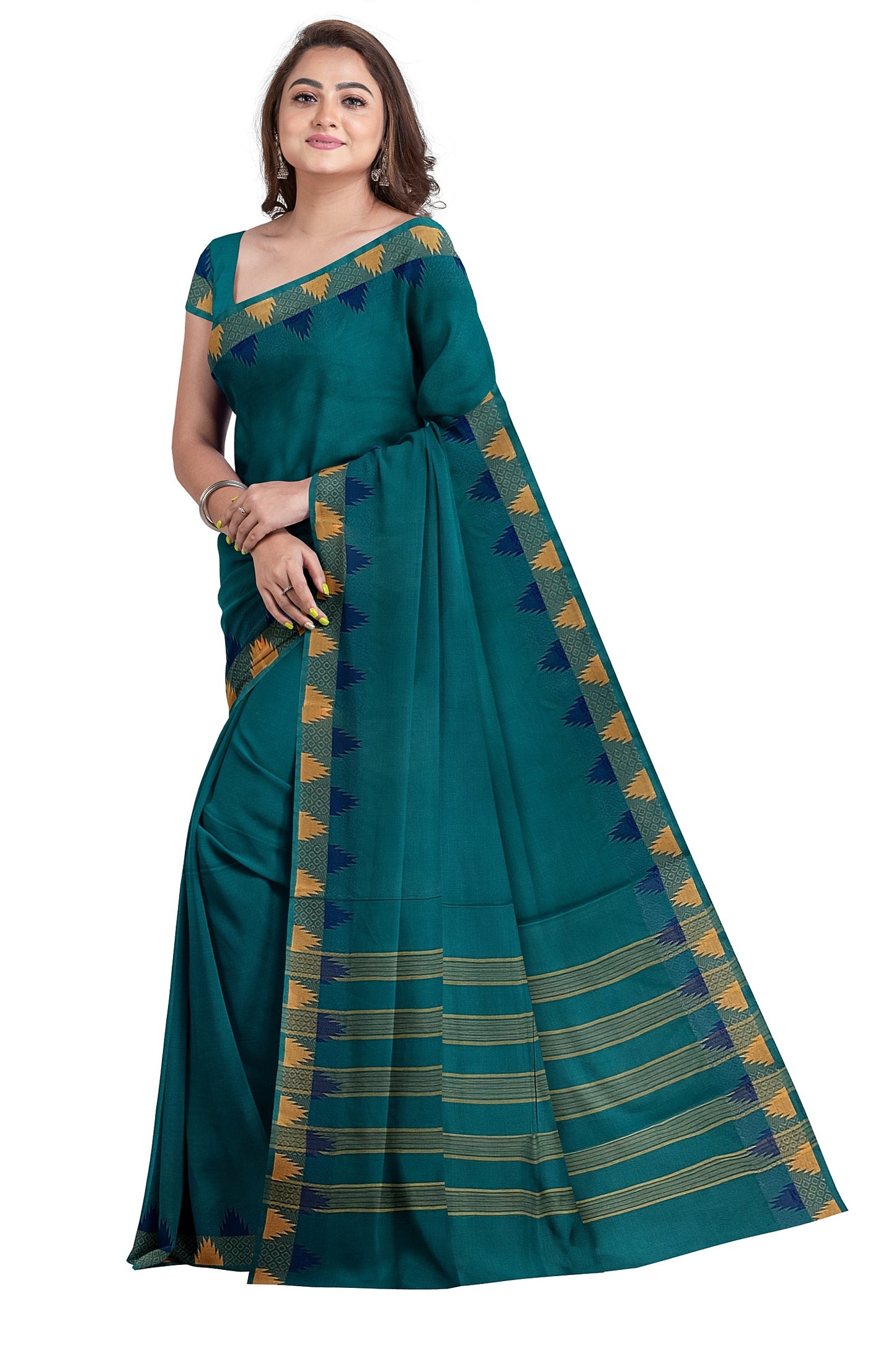 SENSAN Women’s Handloom Chettinad Cotton Saree without Blouse Piece [SKU:4112]