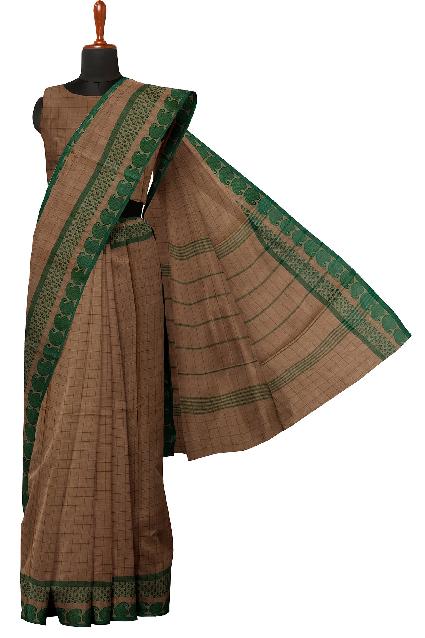 SENSAN Women’s Handloom Chettinad Cotton Saree without Blouse Piece [SKU:4114]