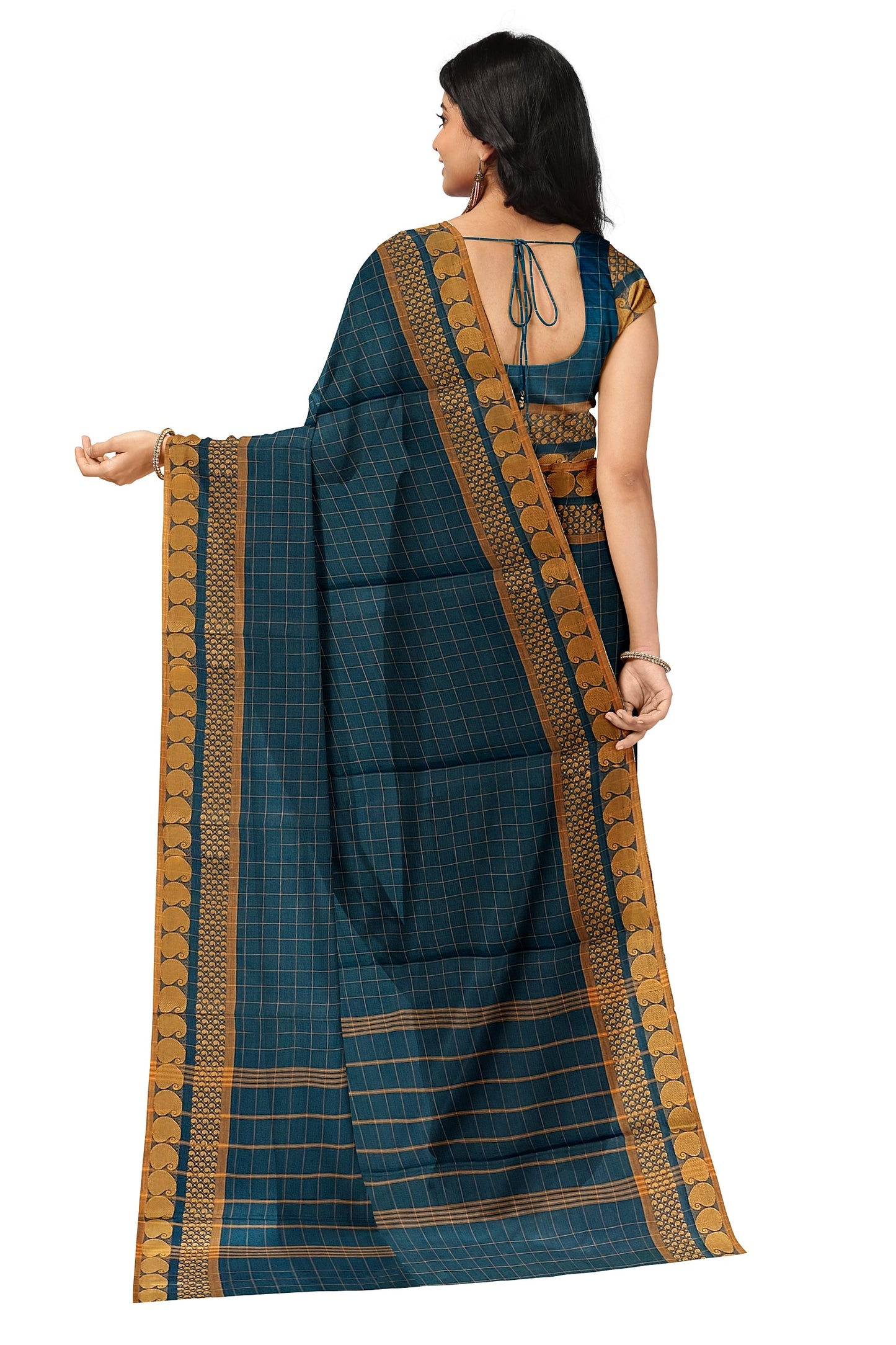SENSAN Women’s Handloom Chettinad Cotton Saree without Blouse Piece [SKU:4114]