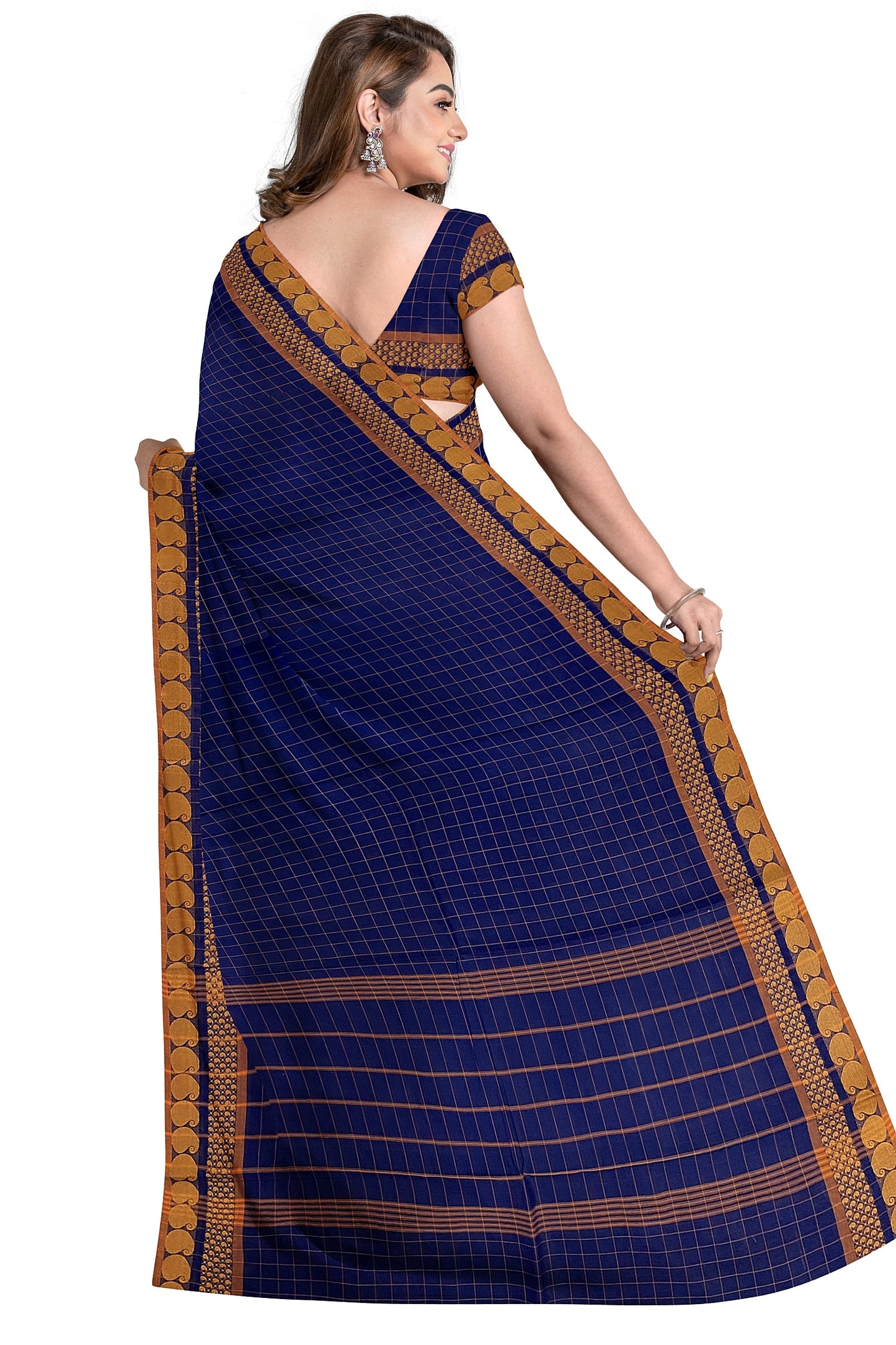 SENSAN Women’s Handloom Chettinad Cotton Saree without Blouse Piece [SKU:4114]