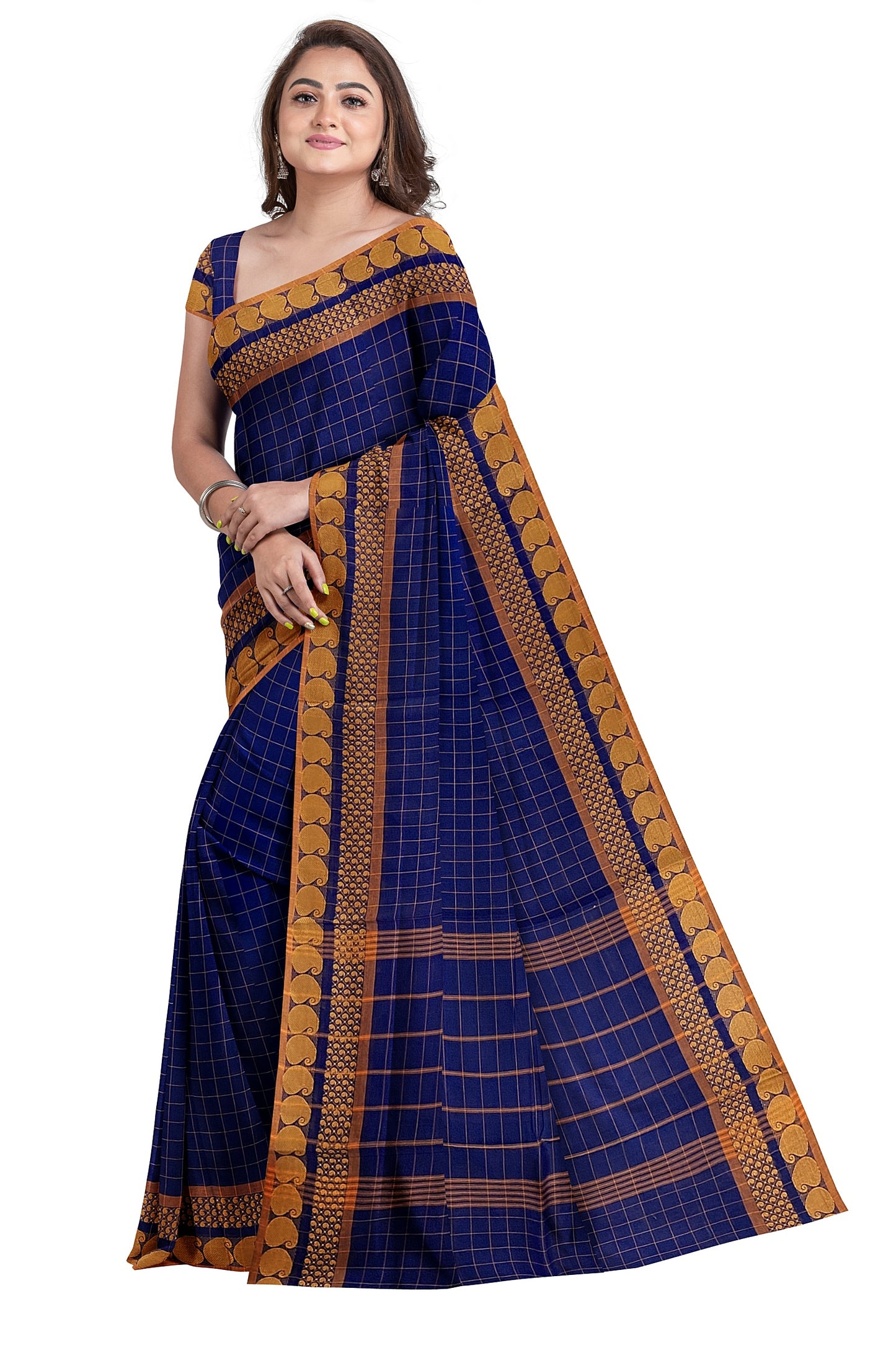 SENSAN Women’s Handloom Chettinad Cotton Saree without Blouse Piece [SKU:4114]