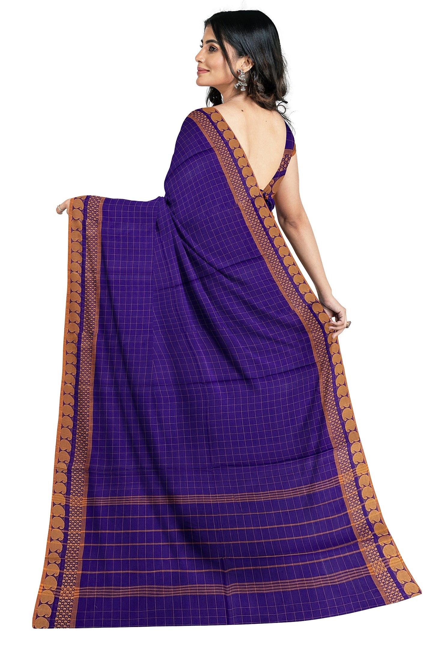 SENSAN Women’s Handloom Chettinad Cotton Saree without Blouse Piece [SKU:4114]