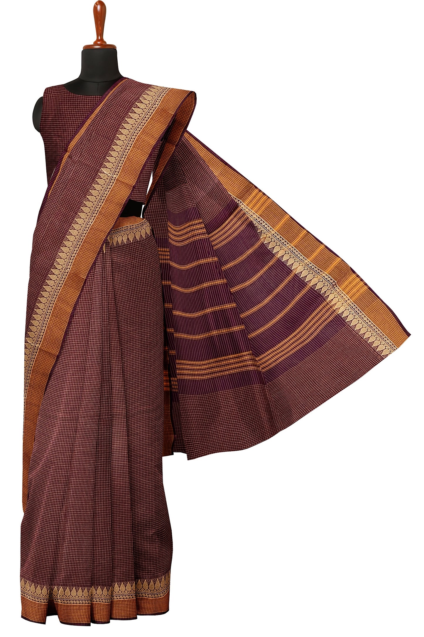 SENSAN Women’s Handloom Chettinad Cotton Saree without Blouse Piece [SKU:4116]