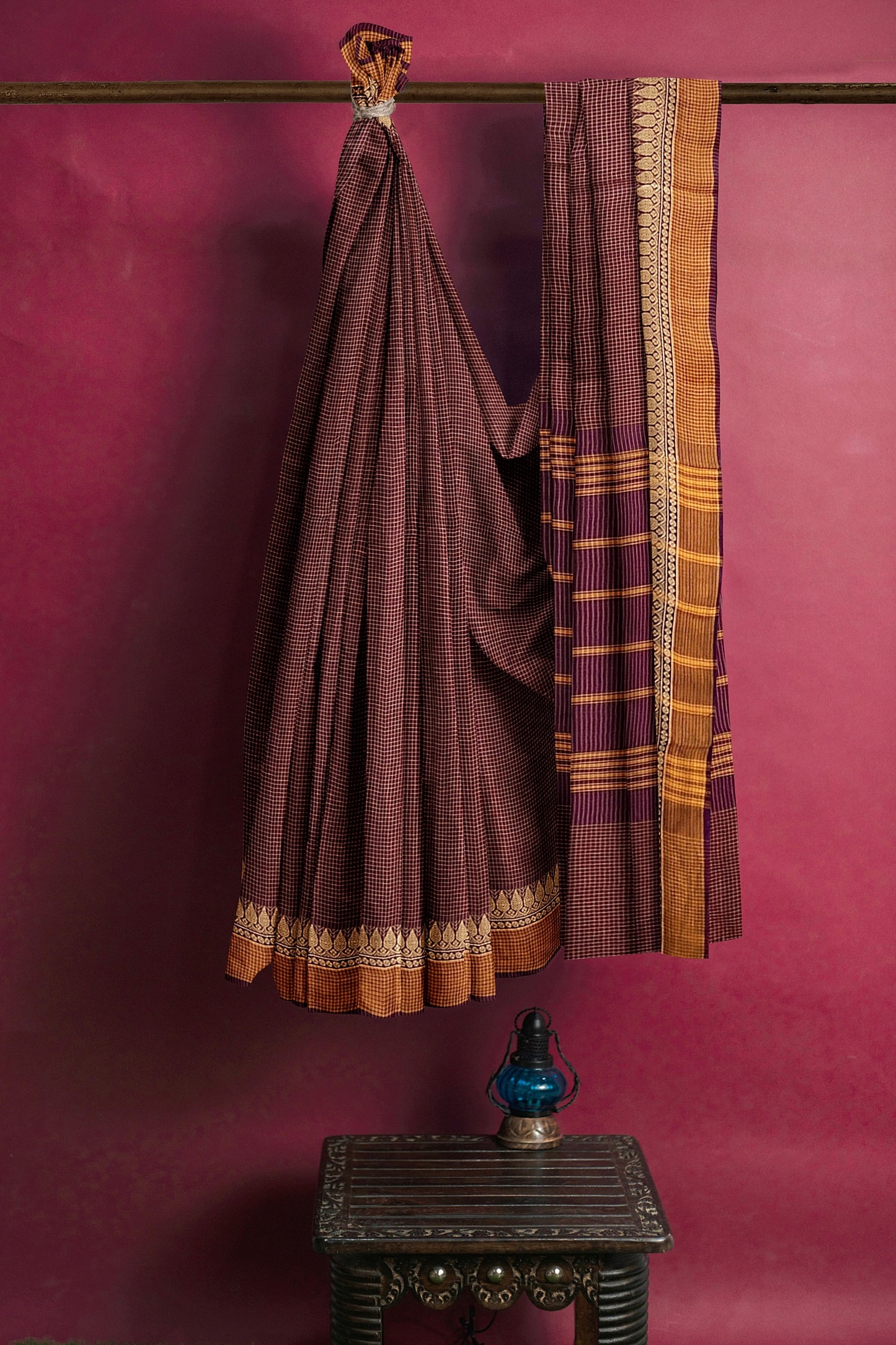 SENSAN Women’s Handloom Chettinad Cotton Saree without Blouse Piece [SKU:4116]