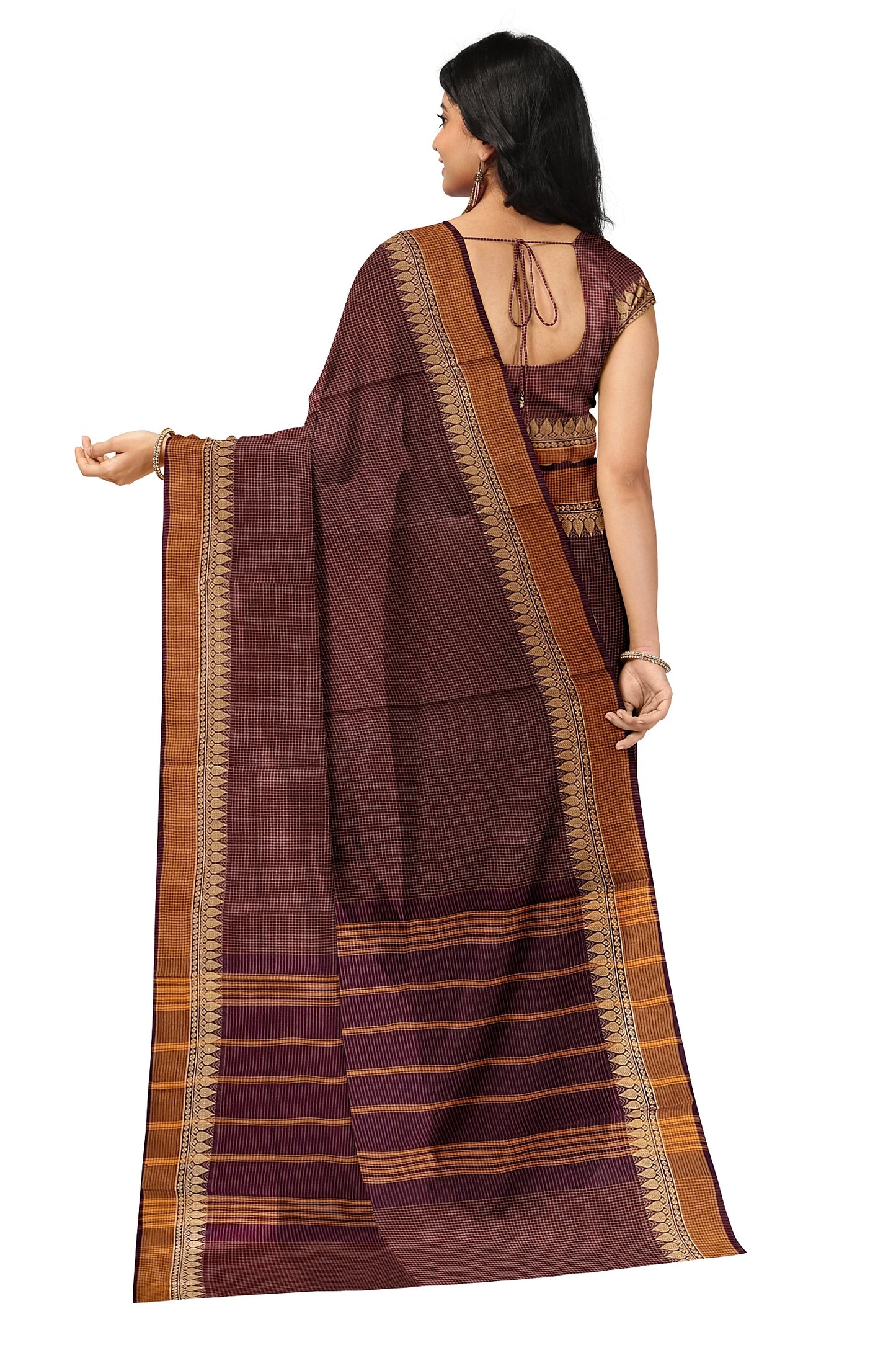 SENSAN Women’s Handloom Chettinad Cotton Saree without Blouse Piece [SKU:4116]