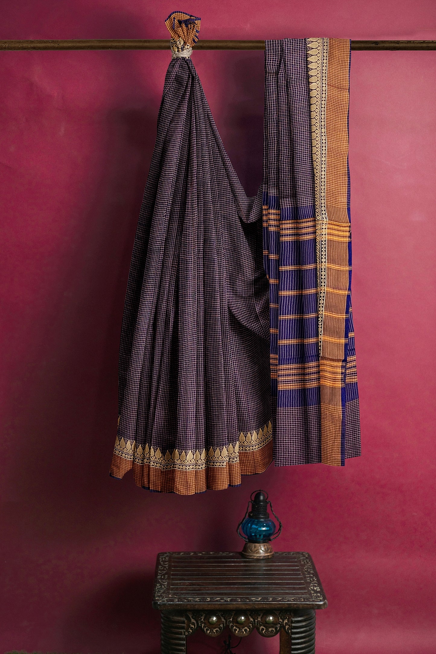 SENSAN Women’s Handloom Chettinad Cotton Saree without Blouse Piece [SKU:4116]
