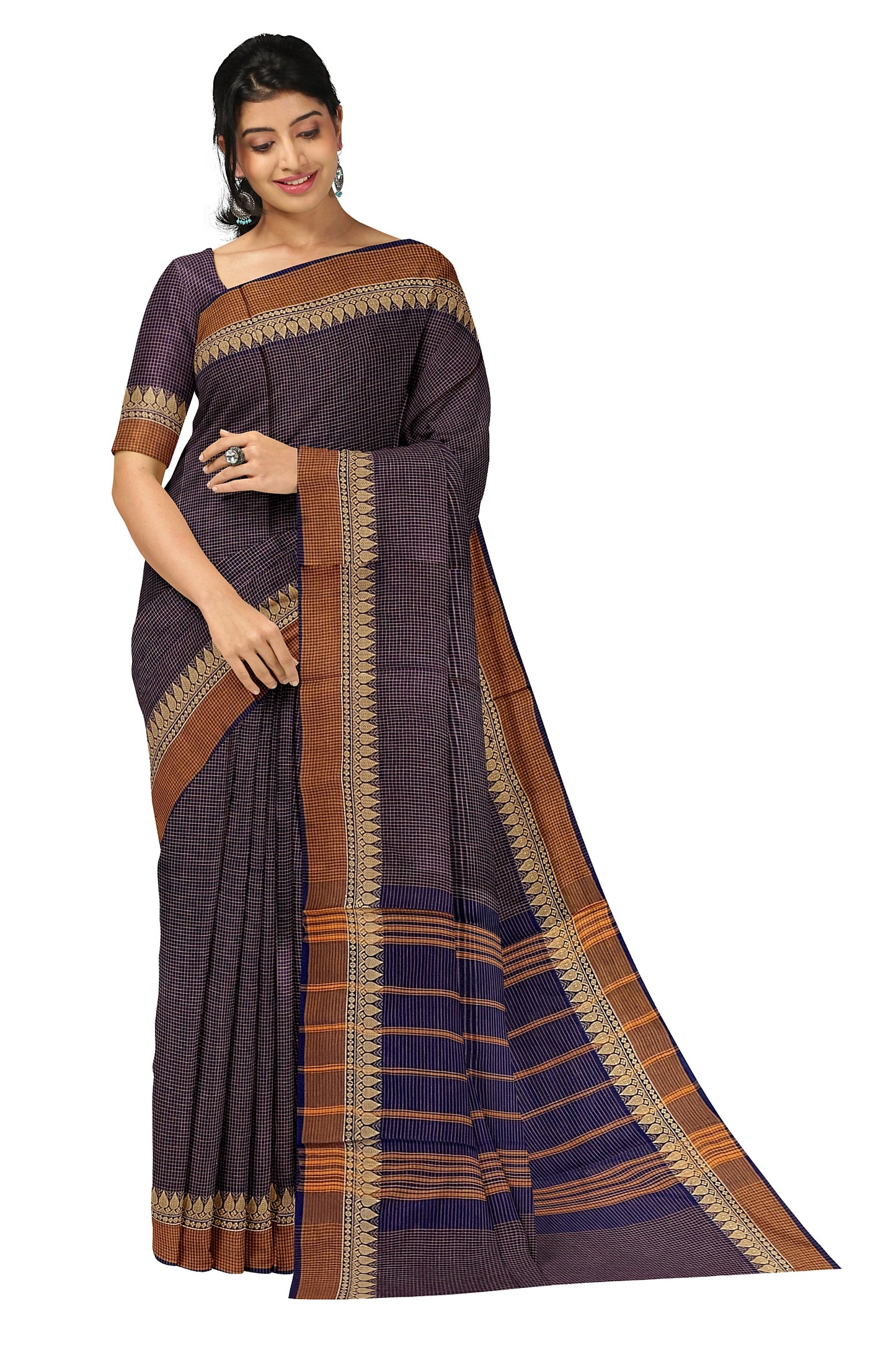 SENSAN Women’s Handloom Chettinad Cotton Saree without Blouse Piece [SKU:4116]