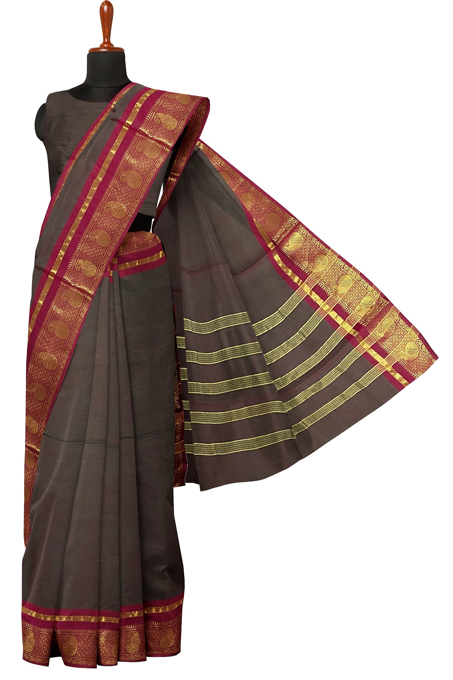 SENSAN Women’s Handloom Chettinad Cotton Saree without Blouse Piece [SKU:4117]
