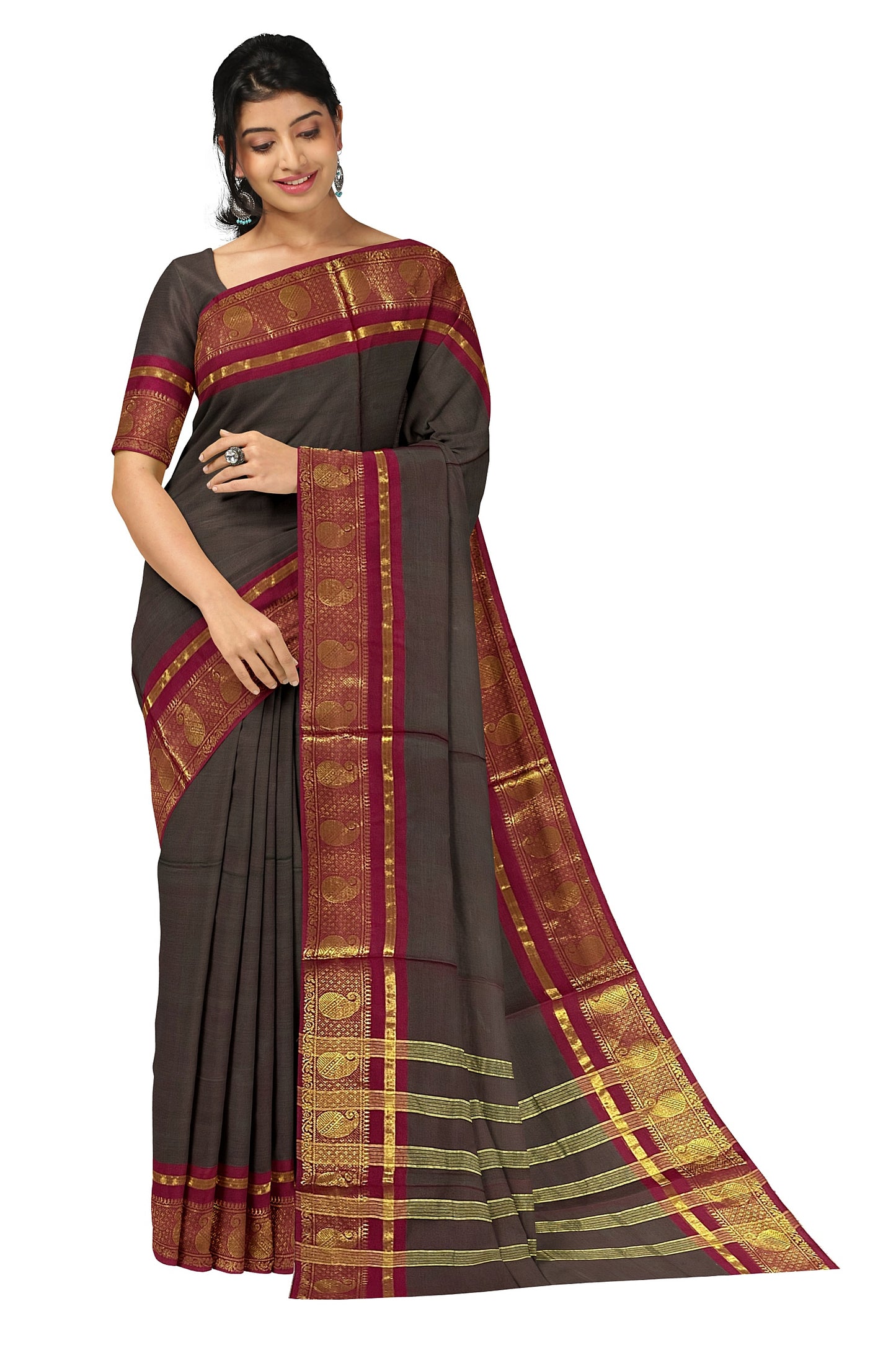 SENSAN Women’s Handloom Chettinad Cotton Saree without Blouse Piece [SKU:4117]