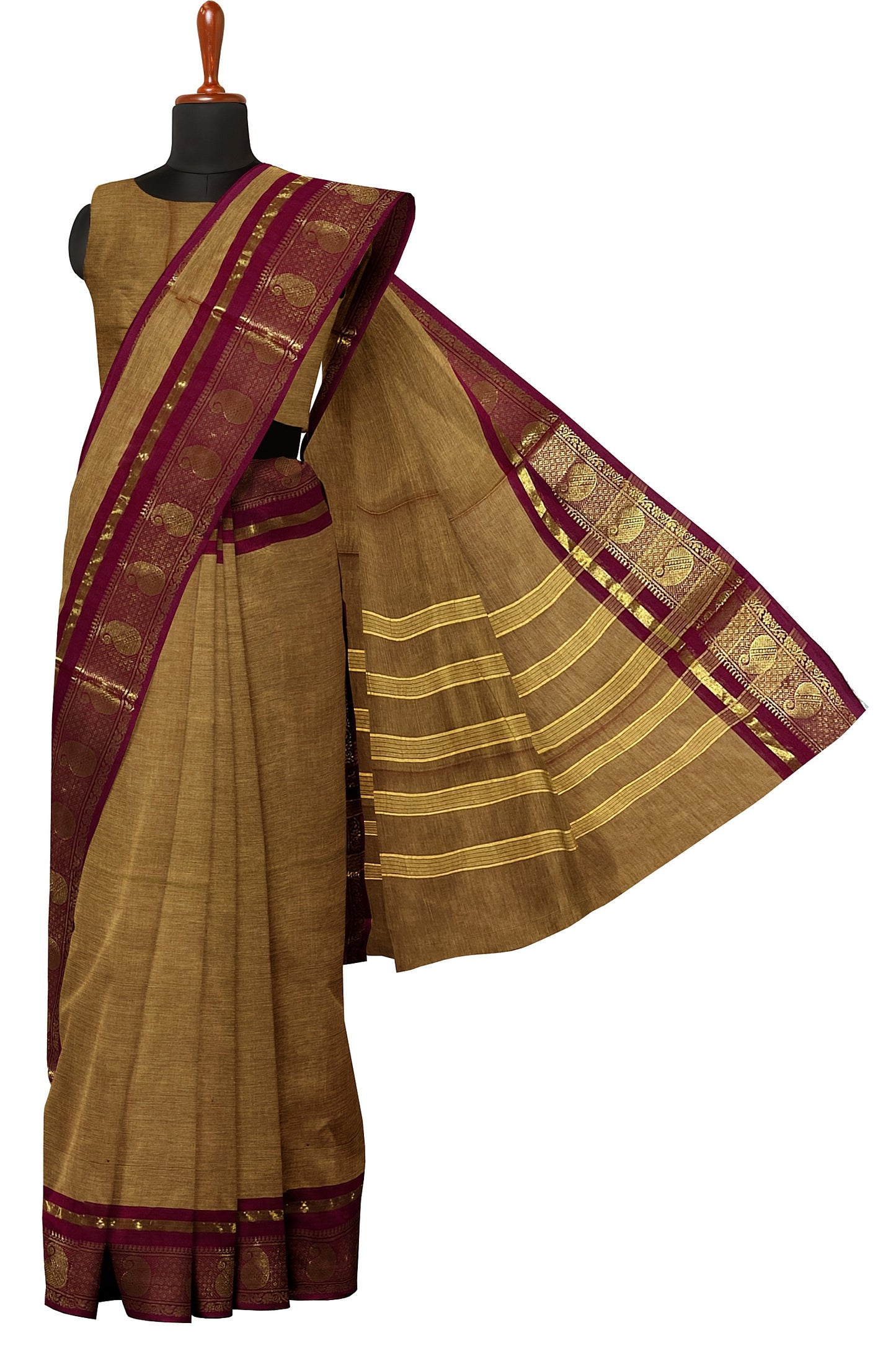 SENSAN Women’s Handloom Chettinad Cotton Saree without Blouse Piece [SKU:4117]