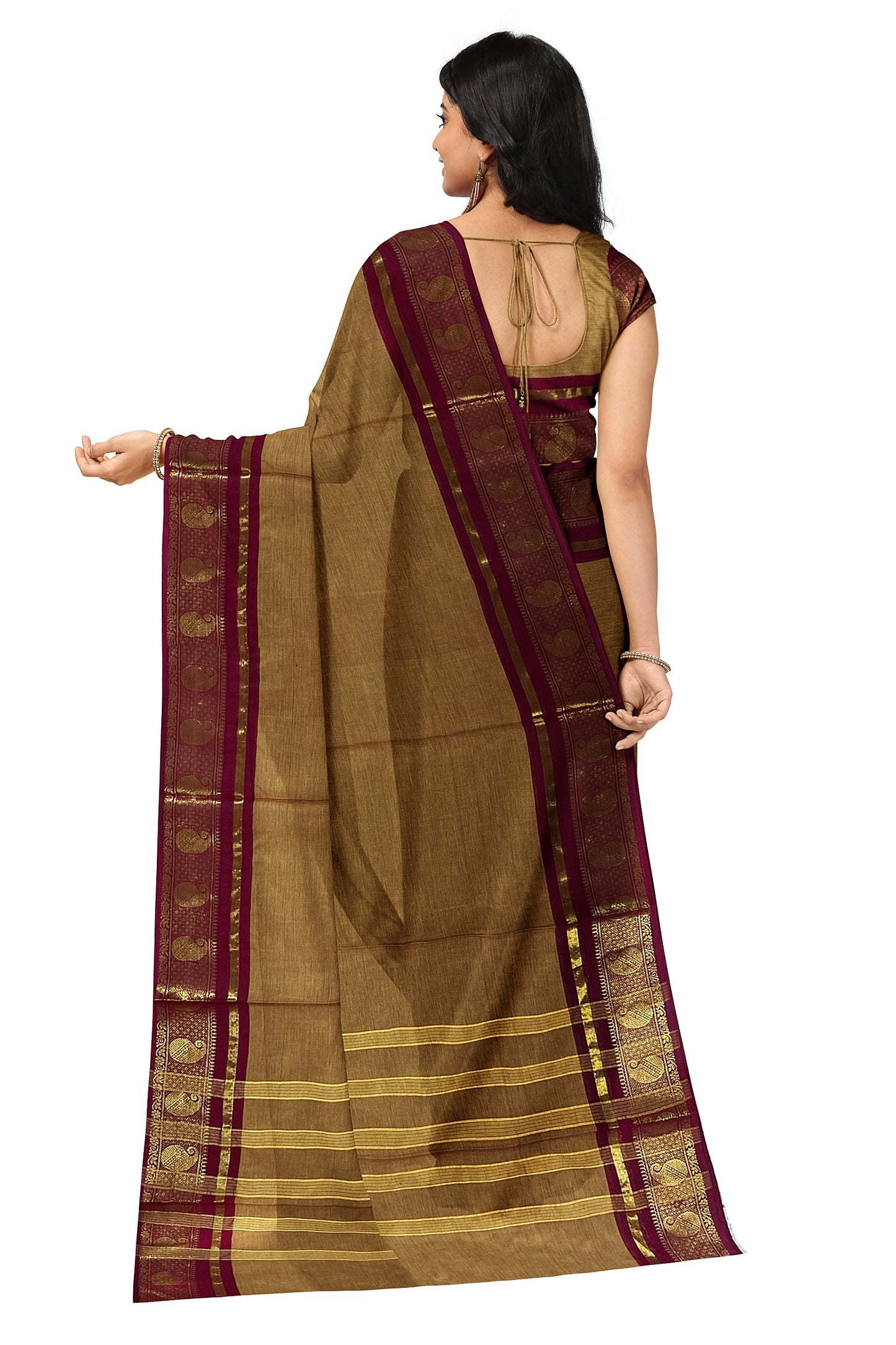 SENSAN Women’s Handloom Chettinad Cotton Saree without Blouse Piece [SKU:4117]
