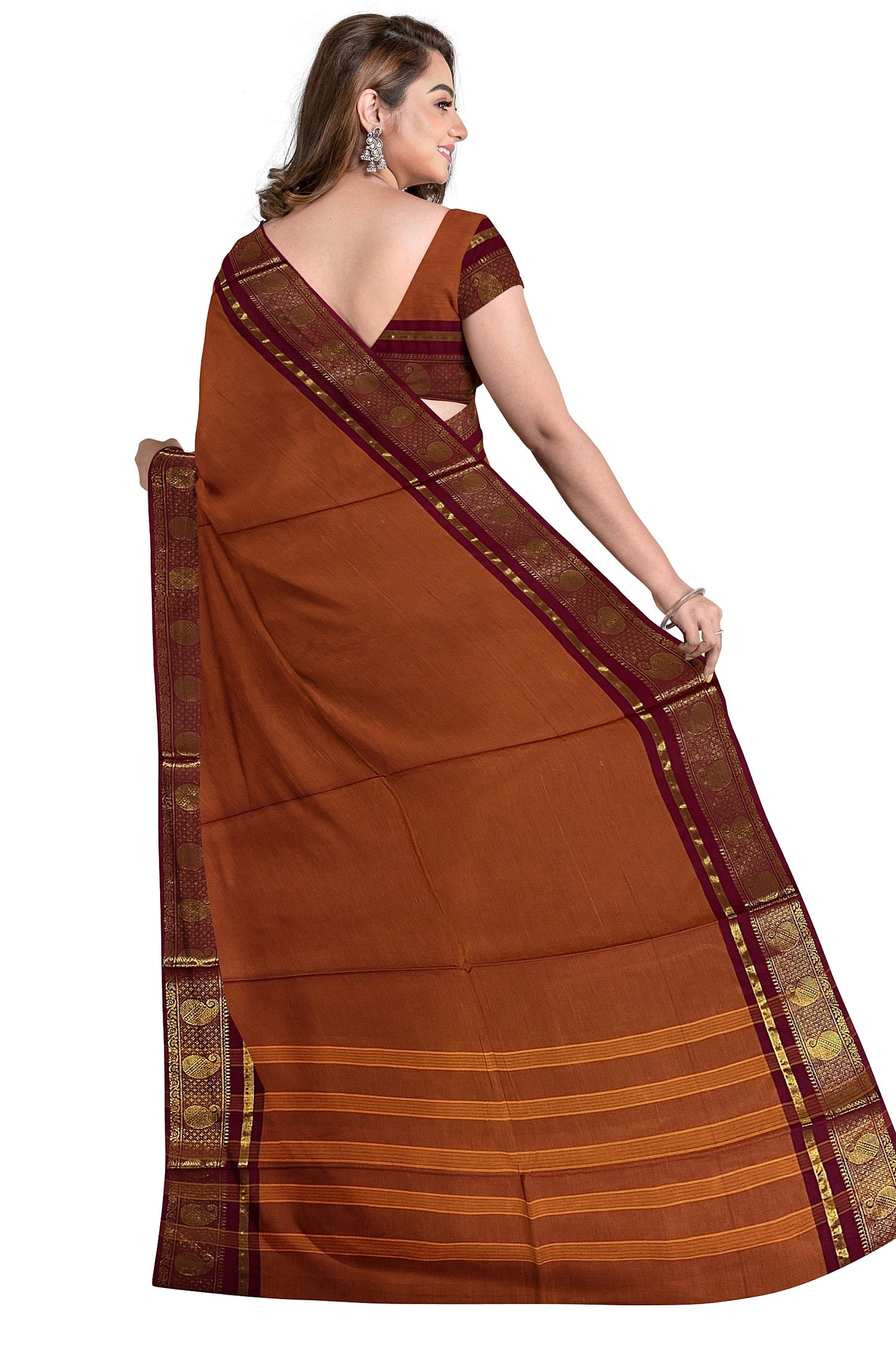 SENSAN Women’s Handloom Chettinad Cotton Saree without Blouse Piece [SKU:4117]