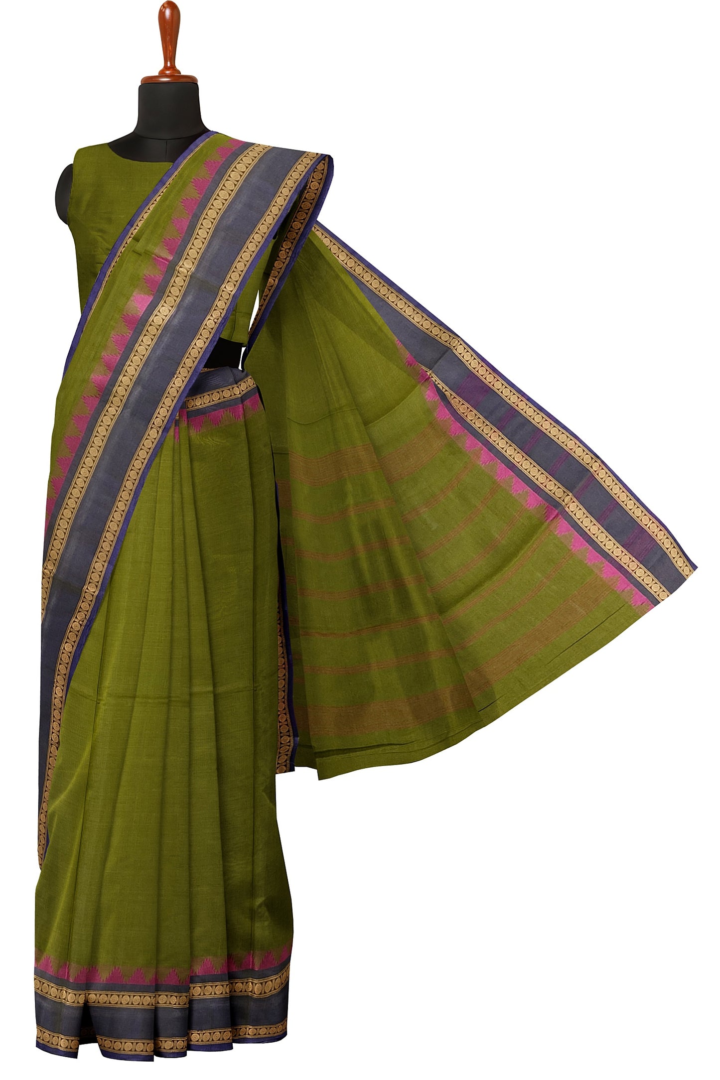 SENSAN Women’s Handloom Chettinad Cotton Saree without Blouse Piece [SKU:4119]