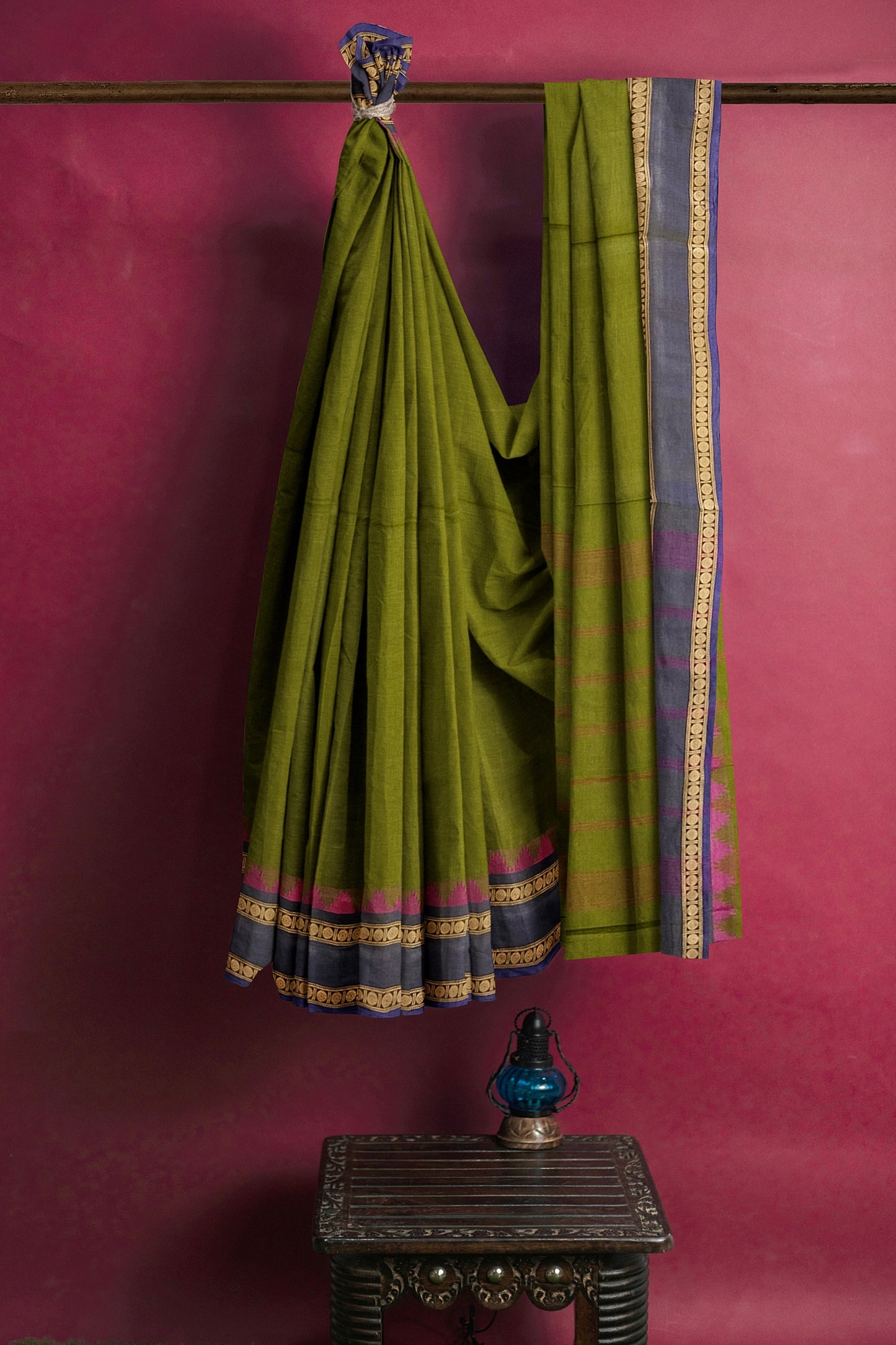 SENSAN Women’s Handloom Chettinad Cotton Saree without Blouse Piece [SKU:4119]