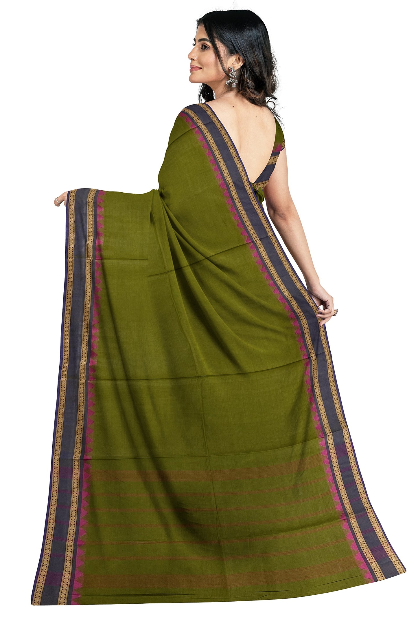 SENSAN Women’s Handloom Chettinad Cotton Saree without Blouse Piece [SKU:4119]