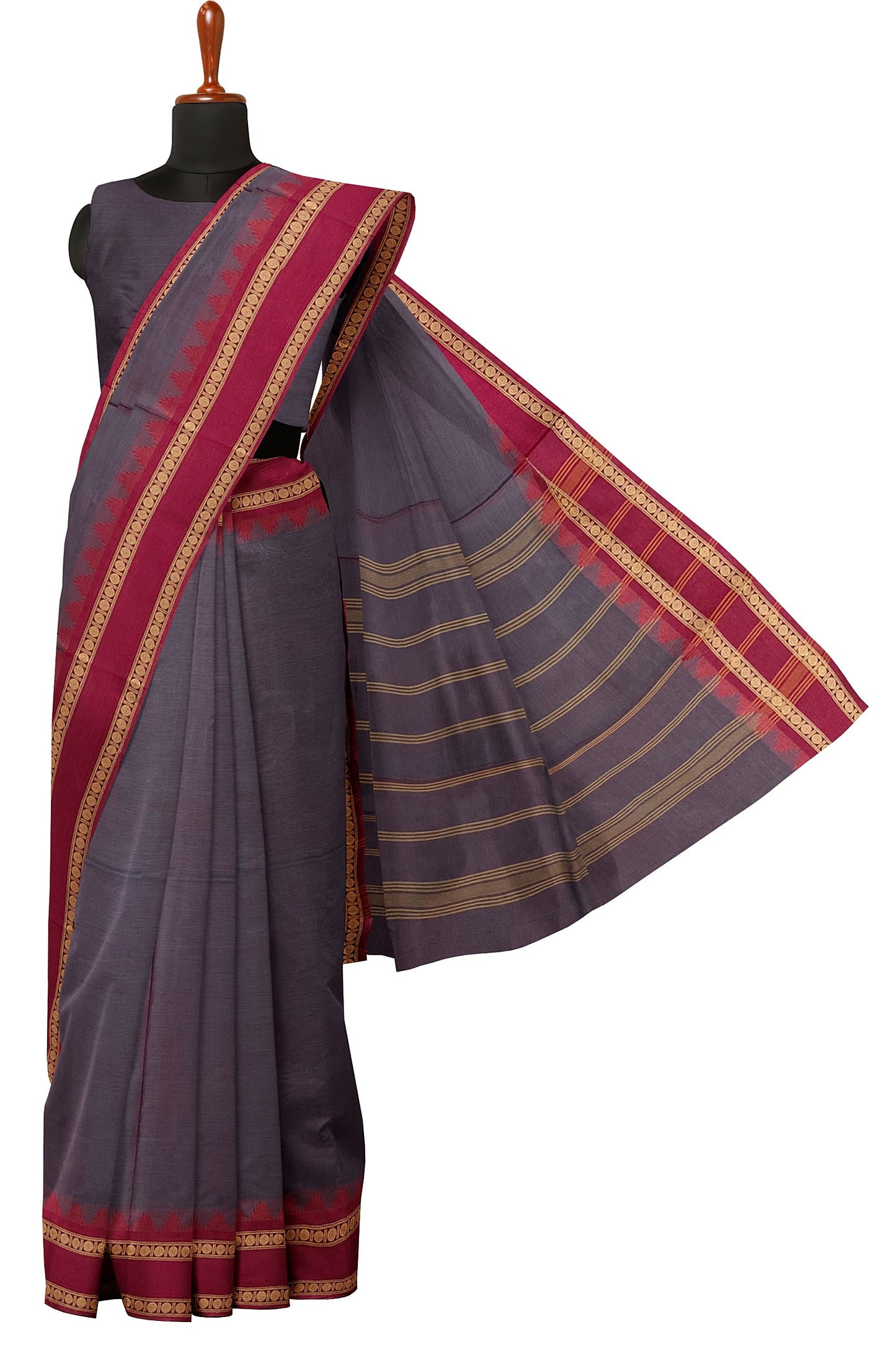 SENSAN Women’s Handloom Chettinad Cotton Saree without Blouse Piece [SKU:4119]
