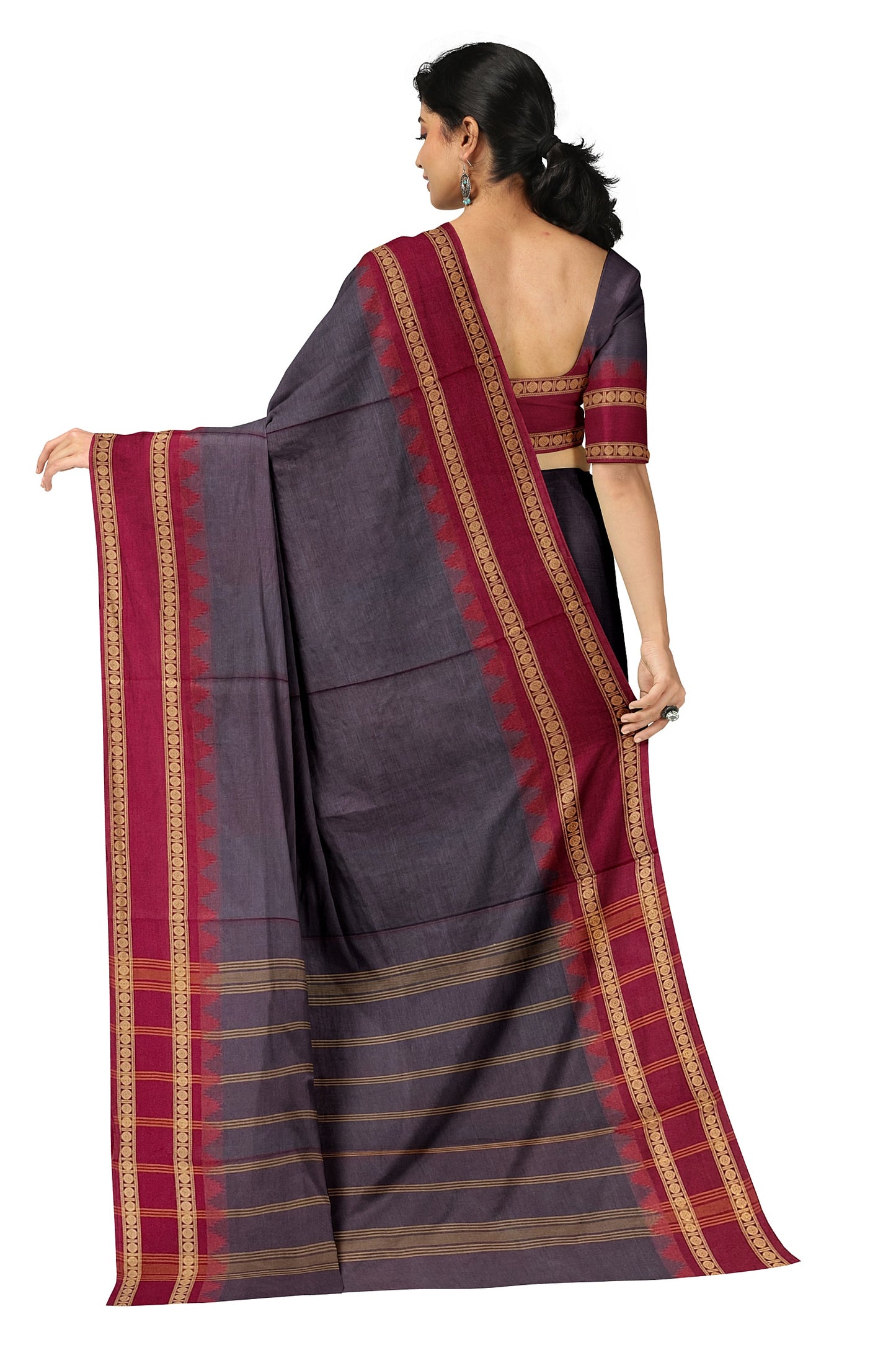 SENSAN Women’s Handloom Chettinad Cotton Saree without Blouse Piece [SKU:4119]