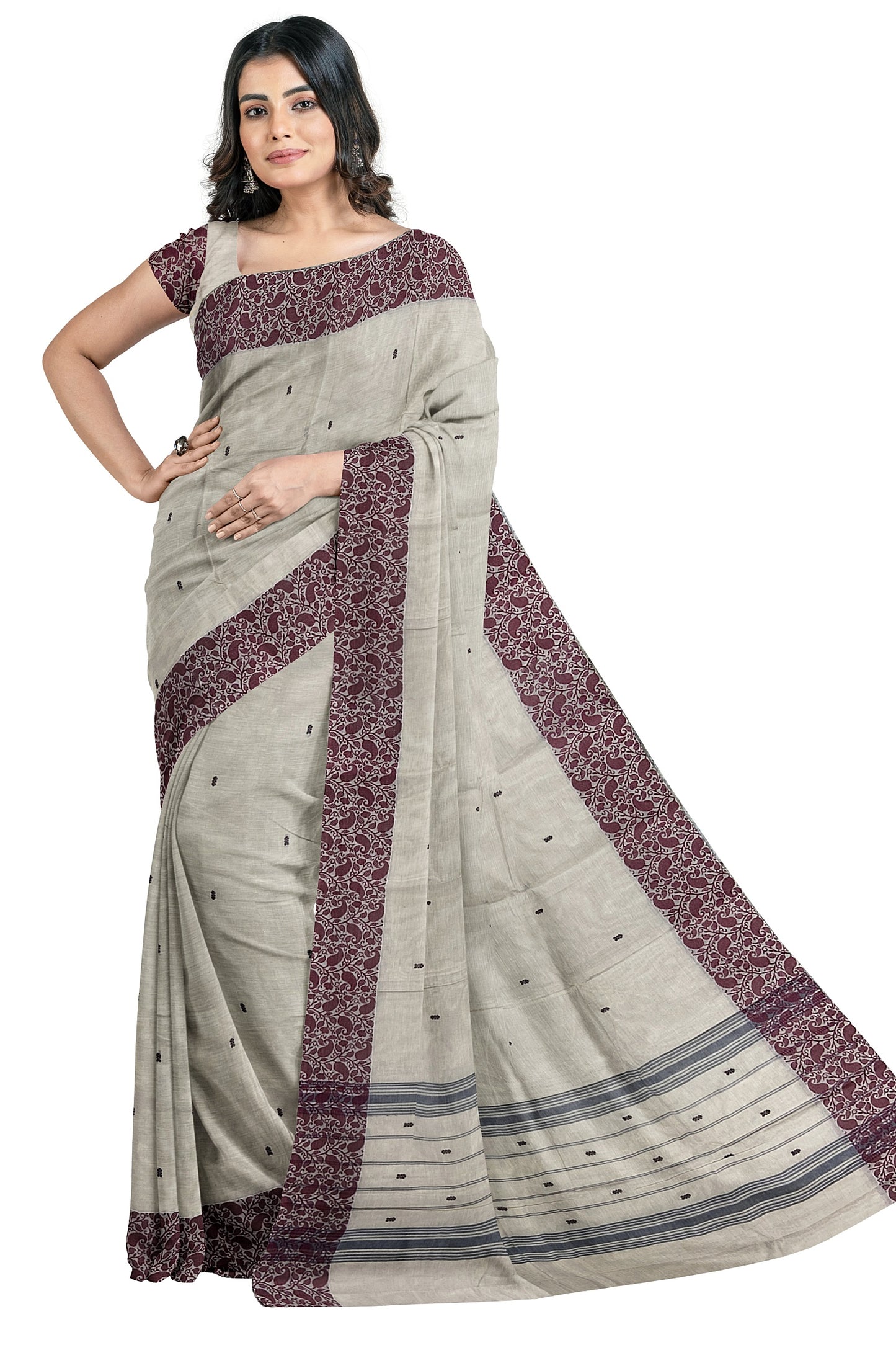 SENSAN Women’s Handloom Chettinad Cotton Saree without Blouse Piece [SKU:4200]
