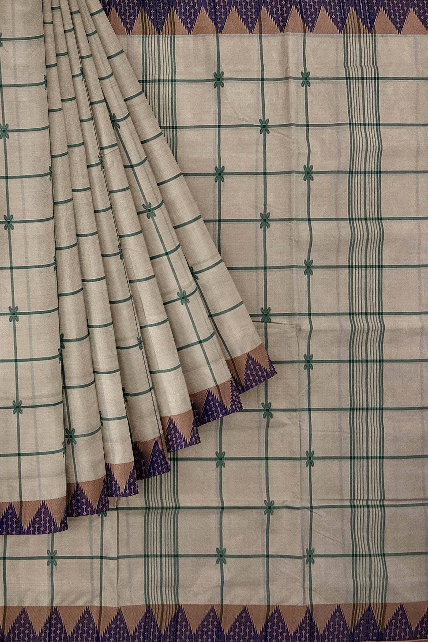 SENSAN Women’s Handloom Chettinad Cotton Saree without Blouse Piece [SKU:4207]