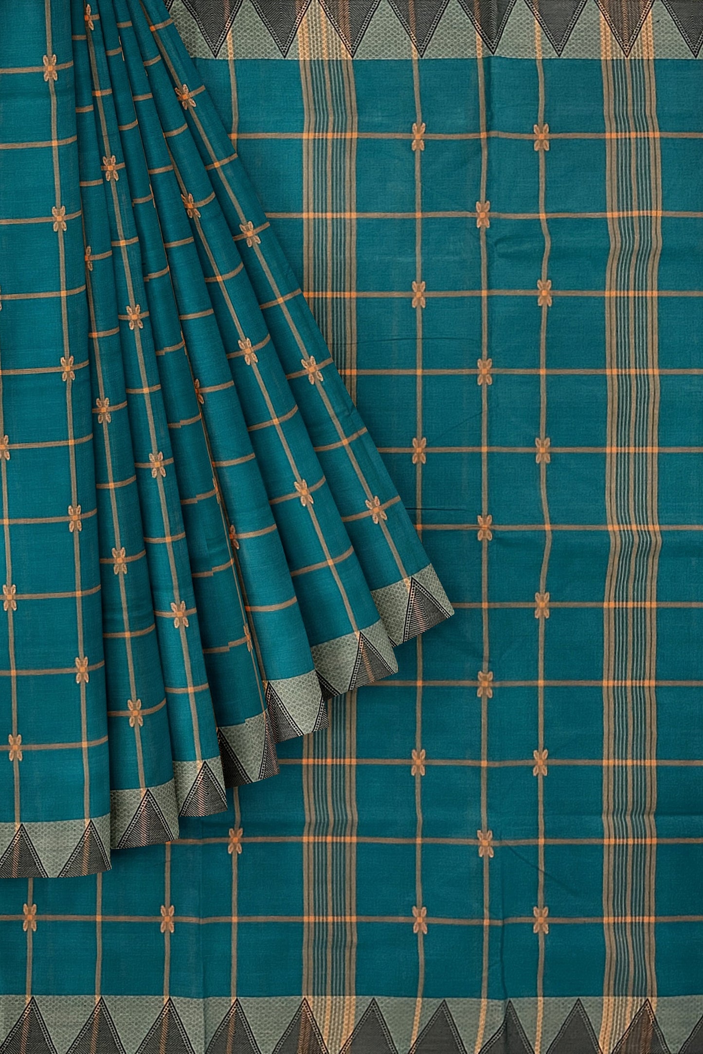 SENSAN Women’s Handloom Chettinad Cotton Saree without Blouse Piece [SKU:4207]