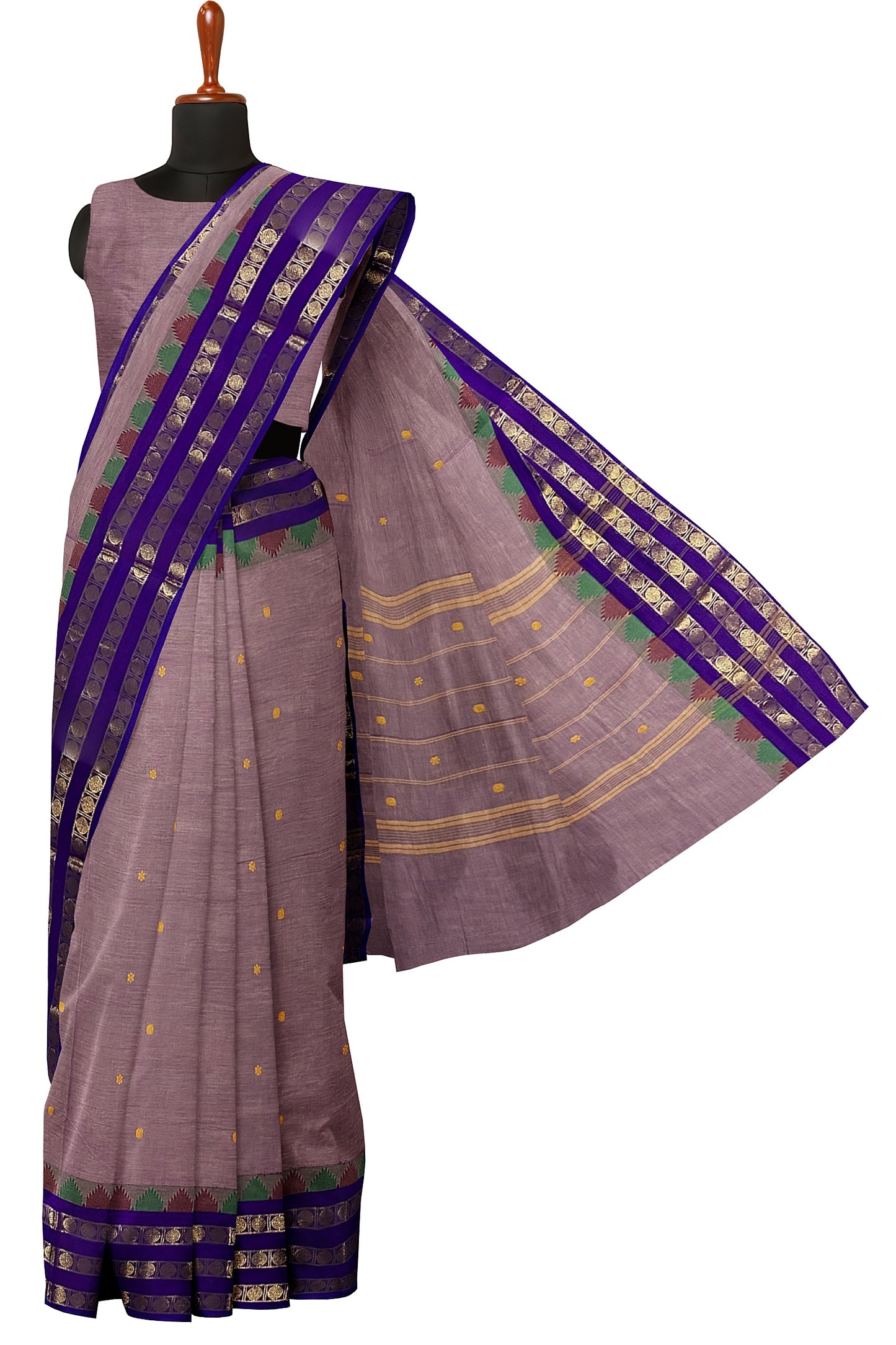 SENSAN Women’s Handloom Chettinad Cotton Saree with Blouse Piece [SKU:4300]