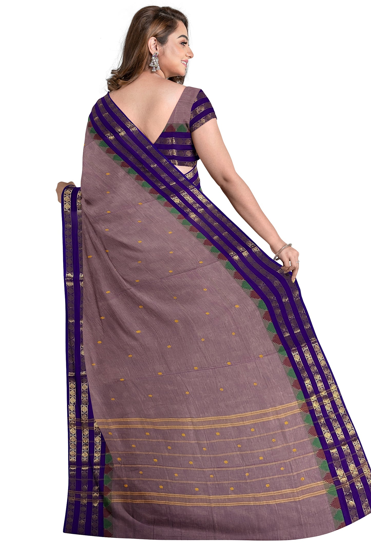 SENSAN Women’s Handloom Chettinad Cotton Saree with Blouse Piece [SKU:4300]